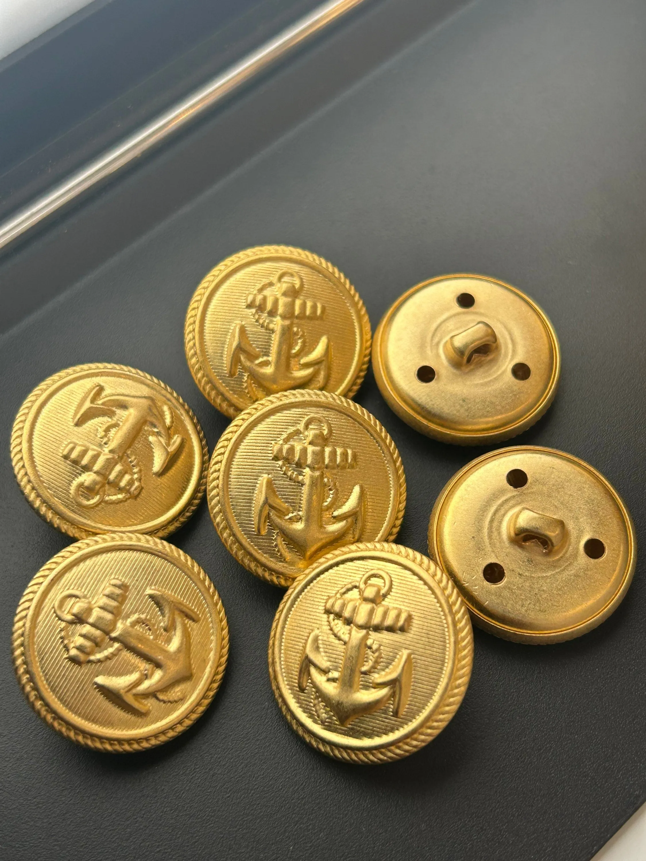 1” GOLD ANCHOR EMBOSSED Metal Buttons 25mm Matte Gold Metal Shank Buttons for Clothing / Blazer Coat Buttons, Dress & Jacket Buttons #1183