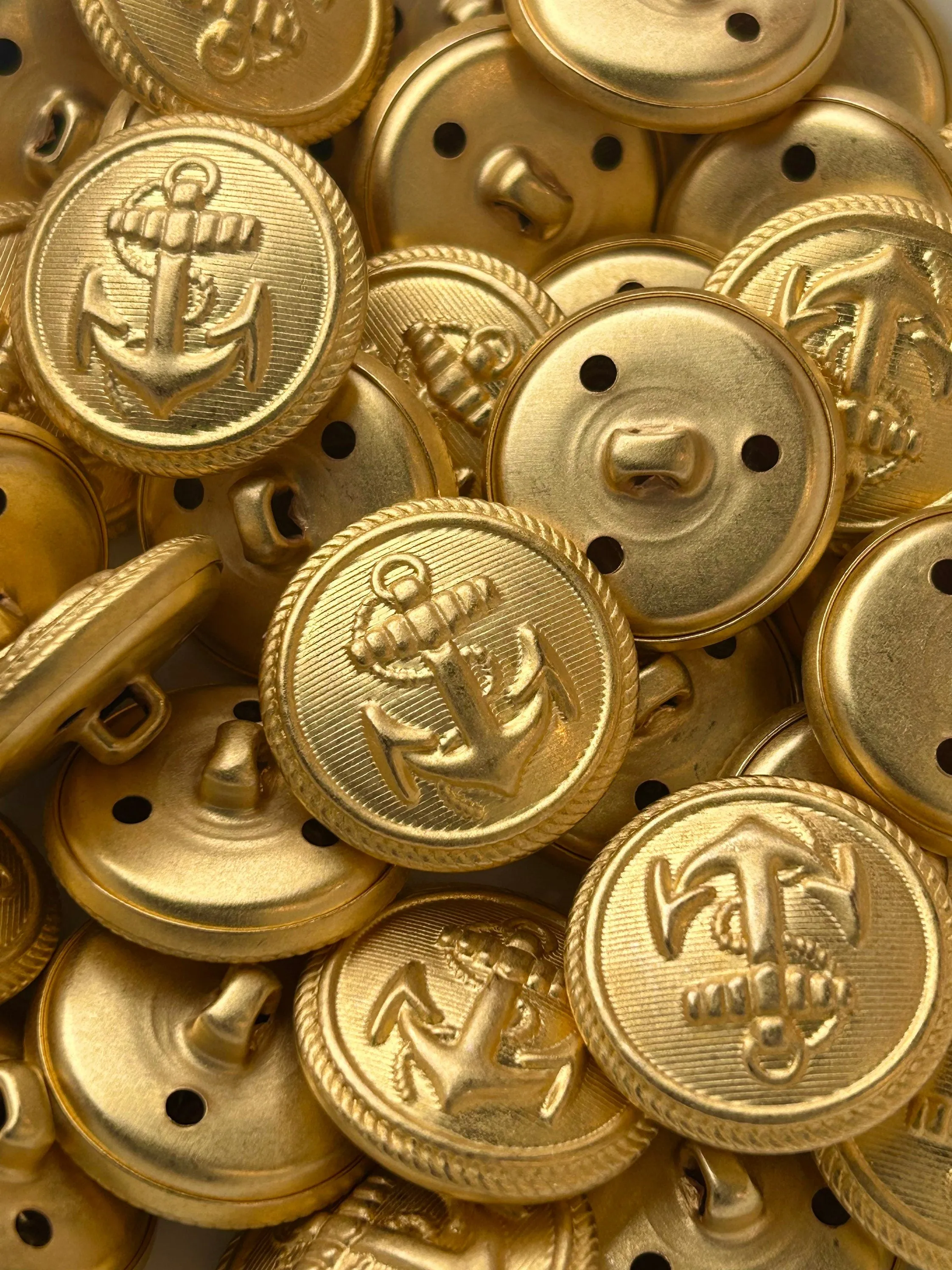 1” GOLD ANCHOR EMBOSSED Metal Buttons 25mm Matte Gold Metal Shank Buttons for Clothing / Blazer Coat Buttons, Dress & Jacket Buttons #1183