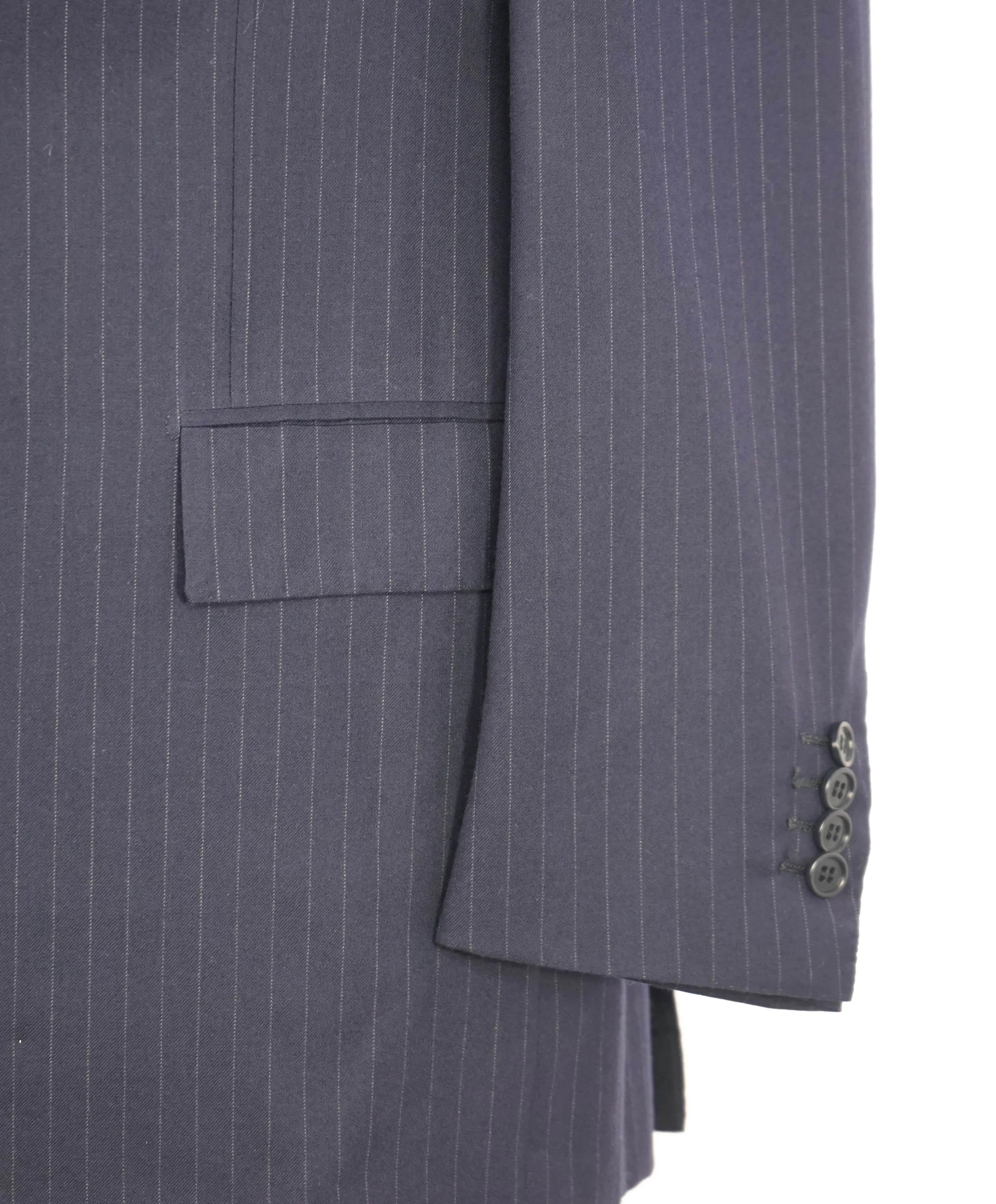 $10,000 KITON - "DIAMANTE BLUE" Iconic Chalk Stripe Navy Suit 2-3 Roll Lapel - 38R