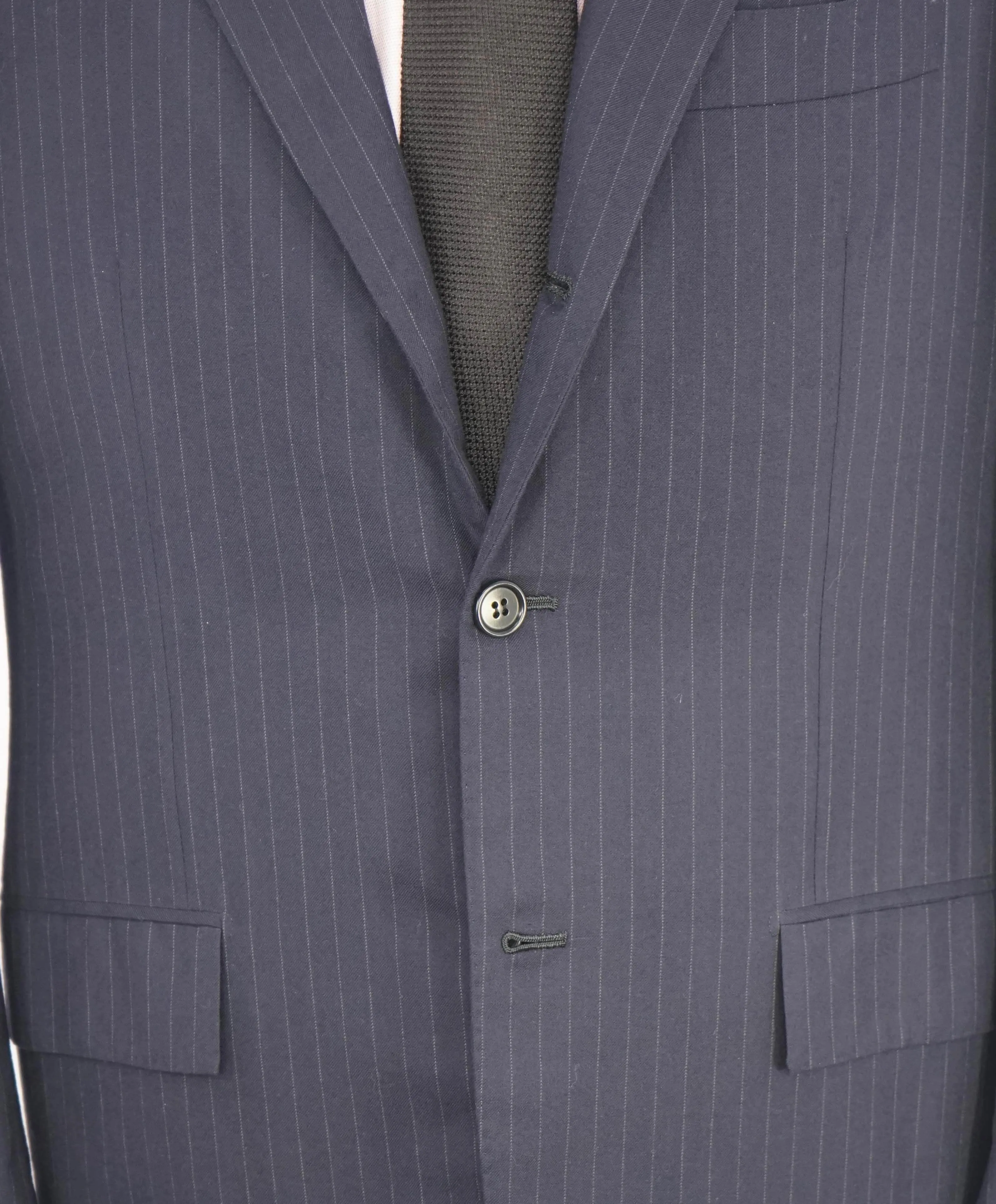 $10,000 KITON - "DIAMANTE BLUE" Iconic Chalk Stripe Navy Suit 2-3 Roll Lapel - 46R