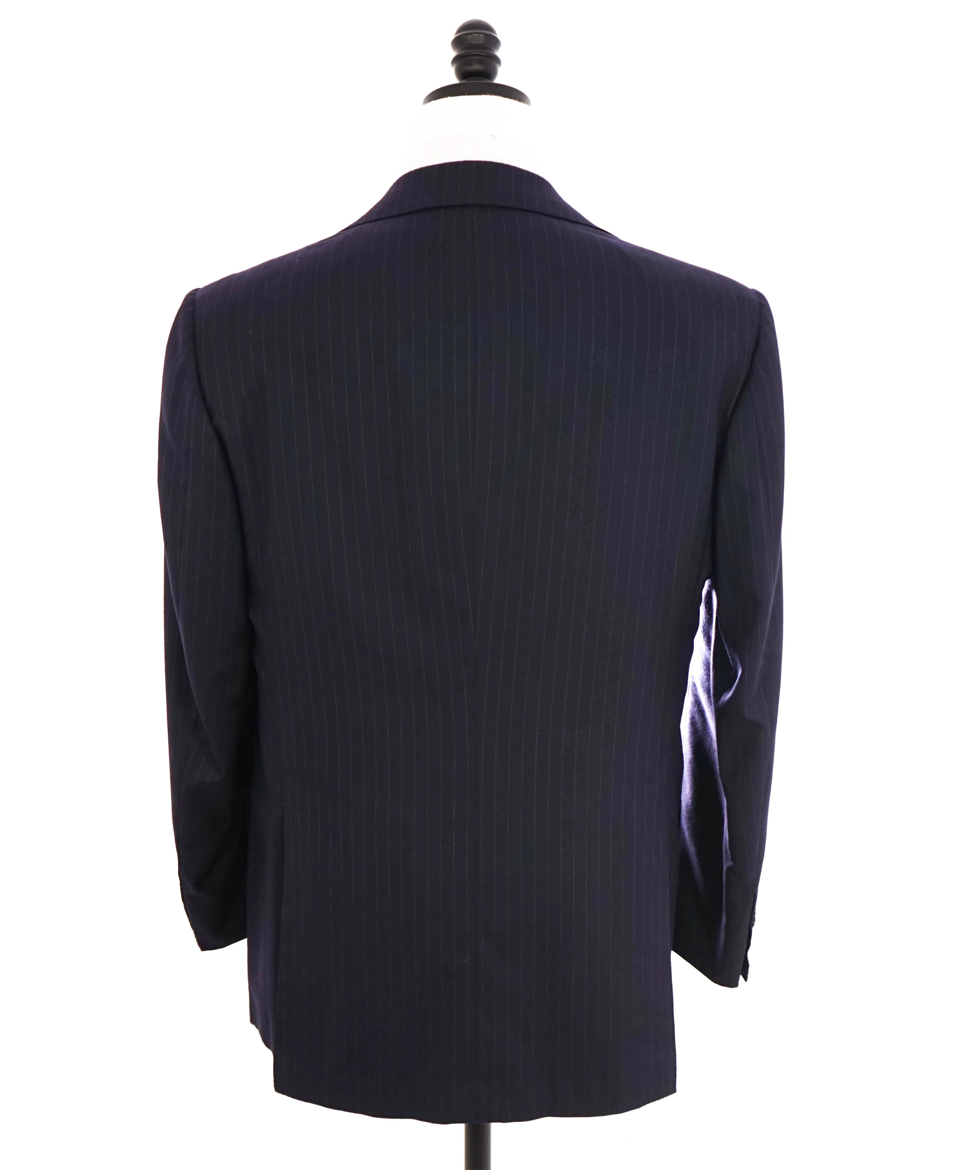 $10,000 KITON - "DIAMANTE BLUE" Iconic Chalk Stripe Navy Suit 2-3 Roll Lapel - 46R