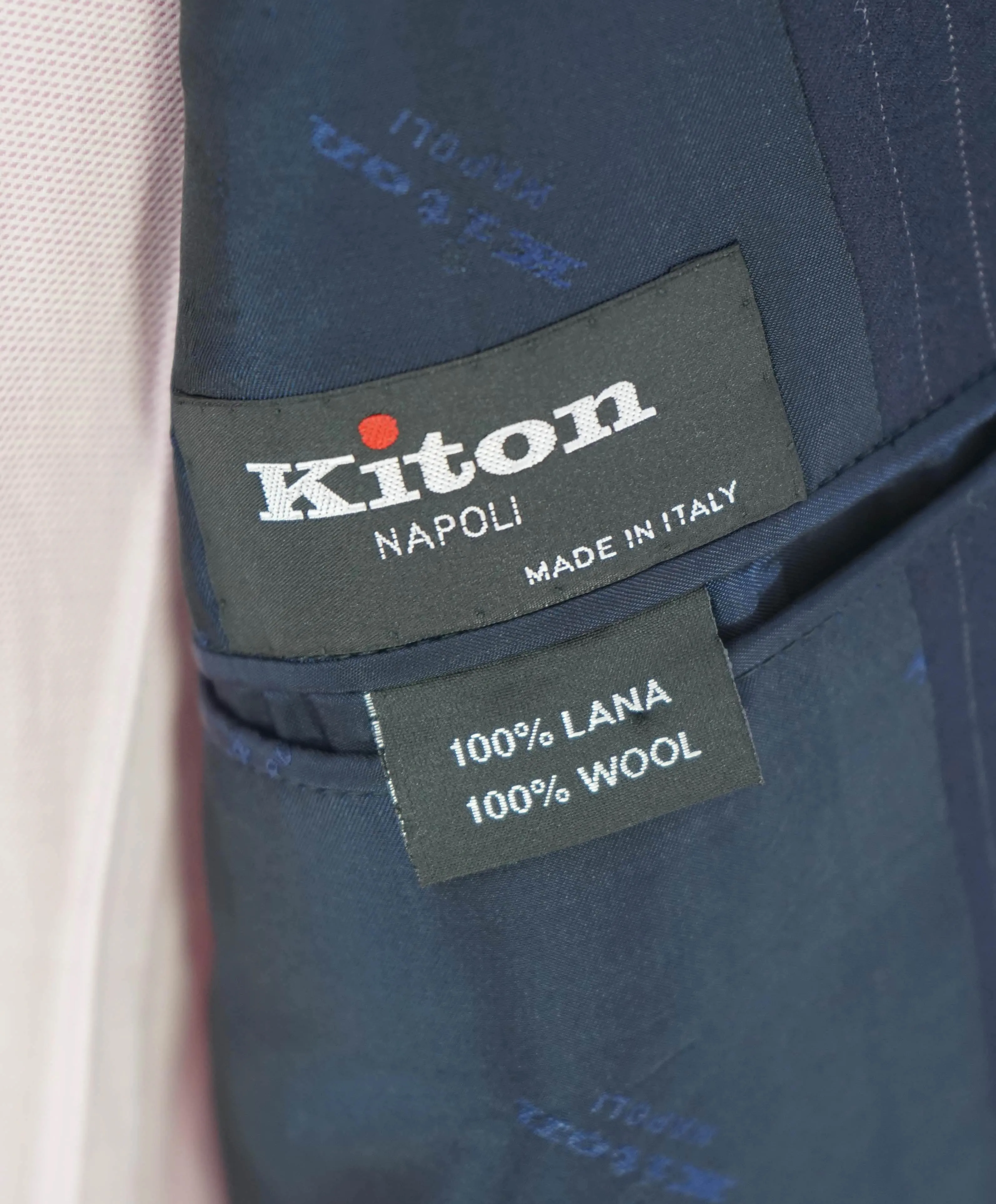$10,000 KITON - "DIAMANTE BLUE" Iconic Chalk Stripe Navy Suit 2-3 Roll Lapel - 46R