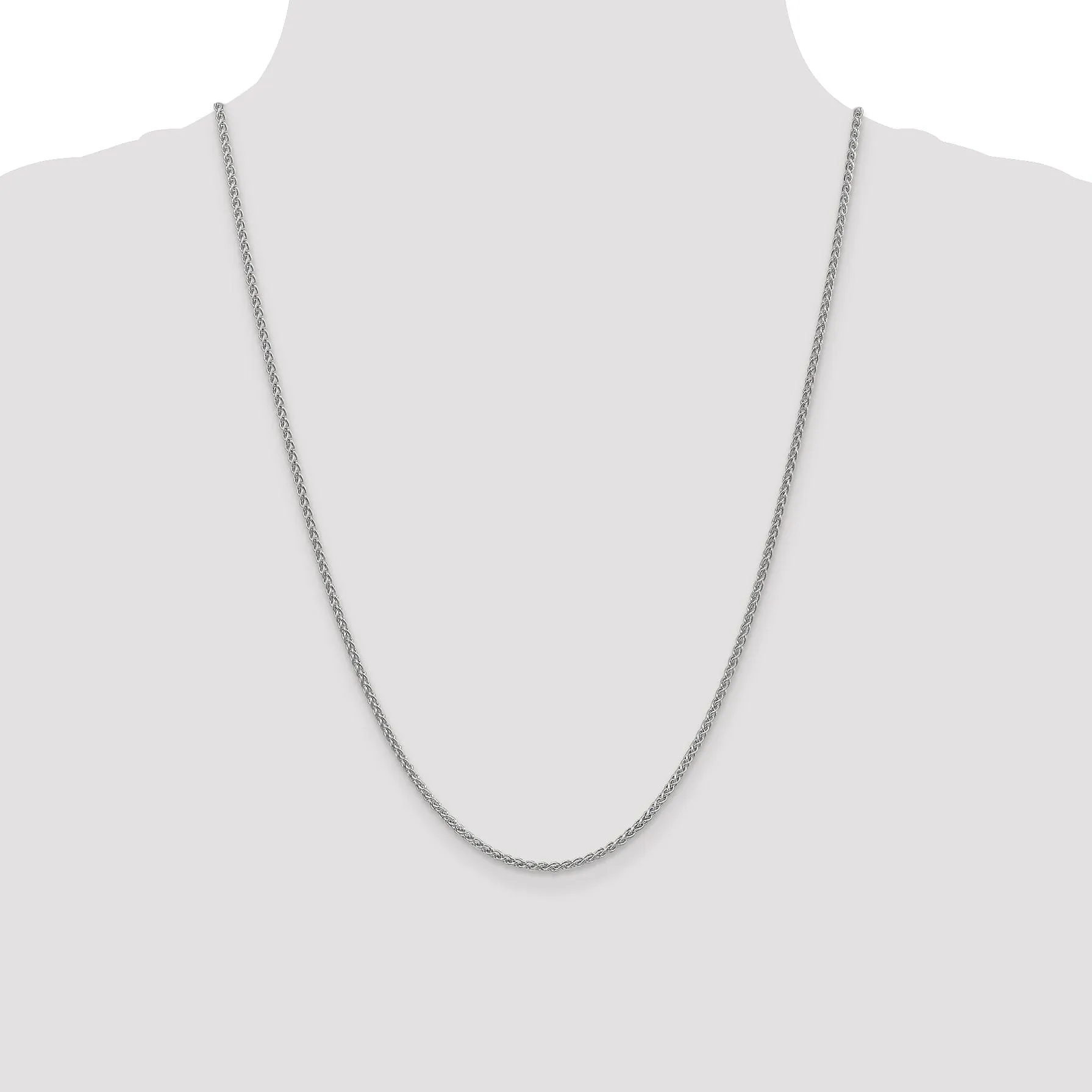 14K White Gold 2.1mm Spiga Wheat Chain