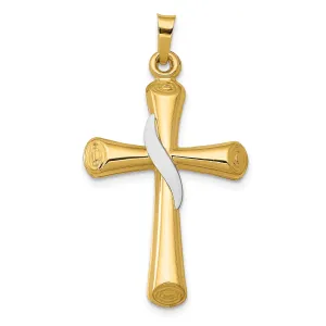 14k Yellow Gold Hollow Cross Pendant