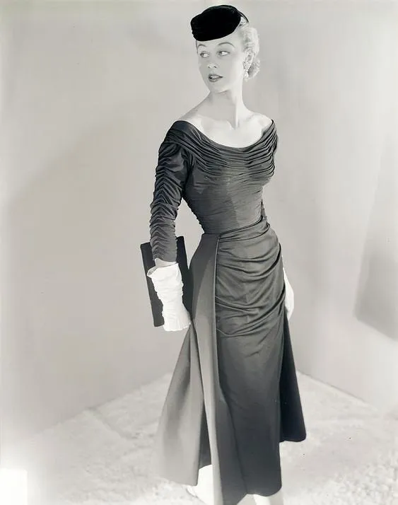 1950s 1953 documented CEIL CHAPMAN draped dress xs | new fall