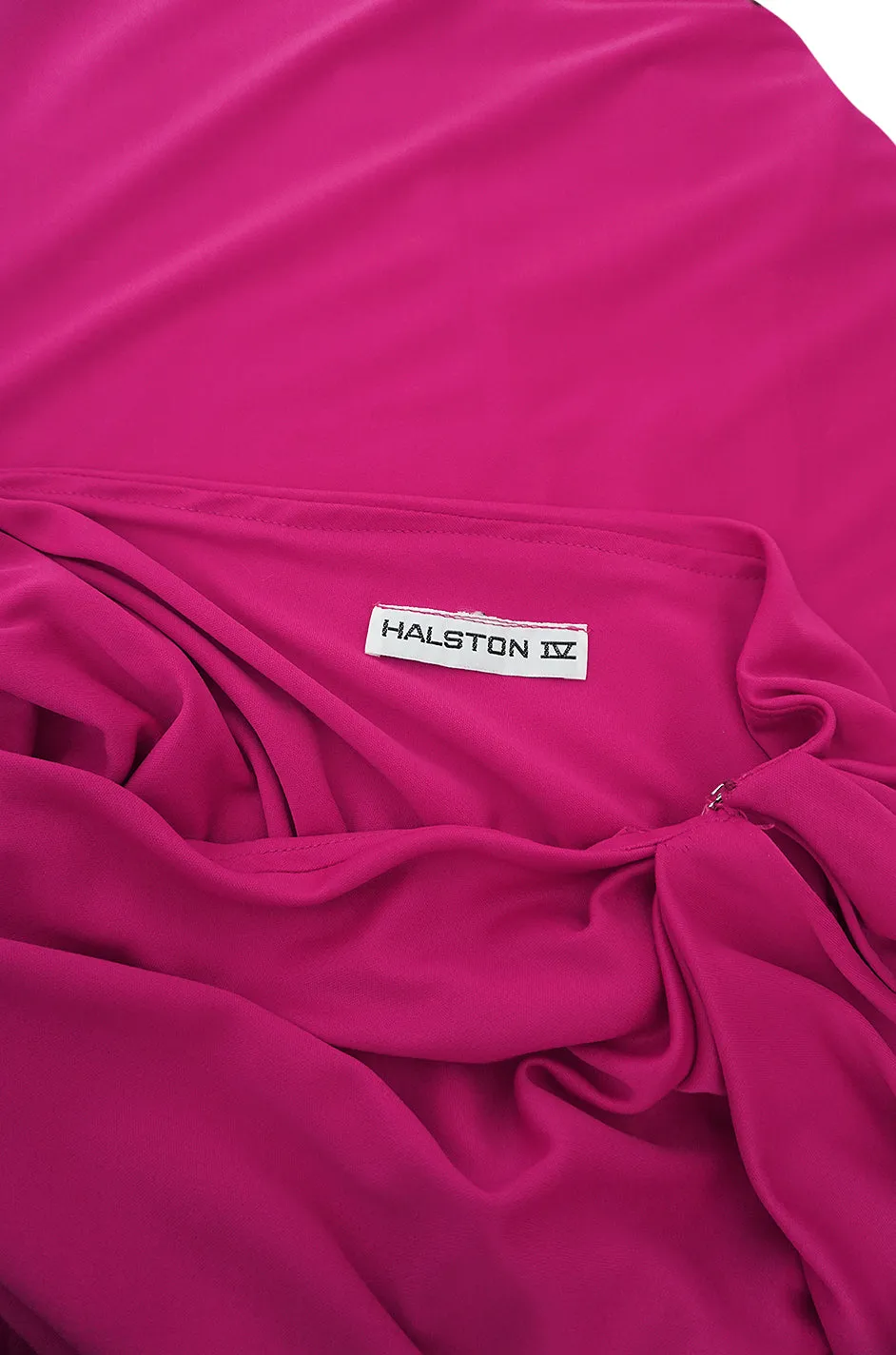 1978 Halston Pink One Shoulder Draped Jersey Dress