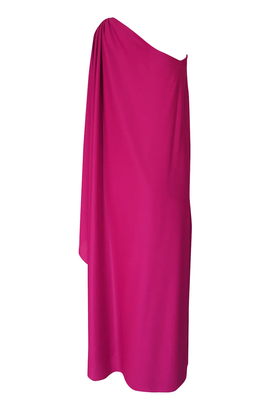1978 Halston Pink One Shoulder Draped Jersey Dress