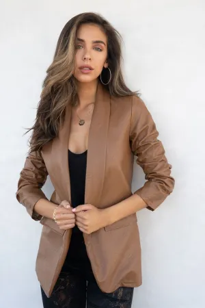 3/4 Sleeve PU Blazer