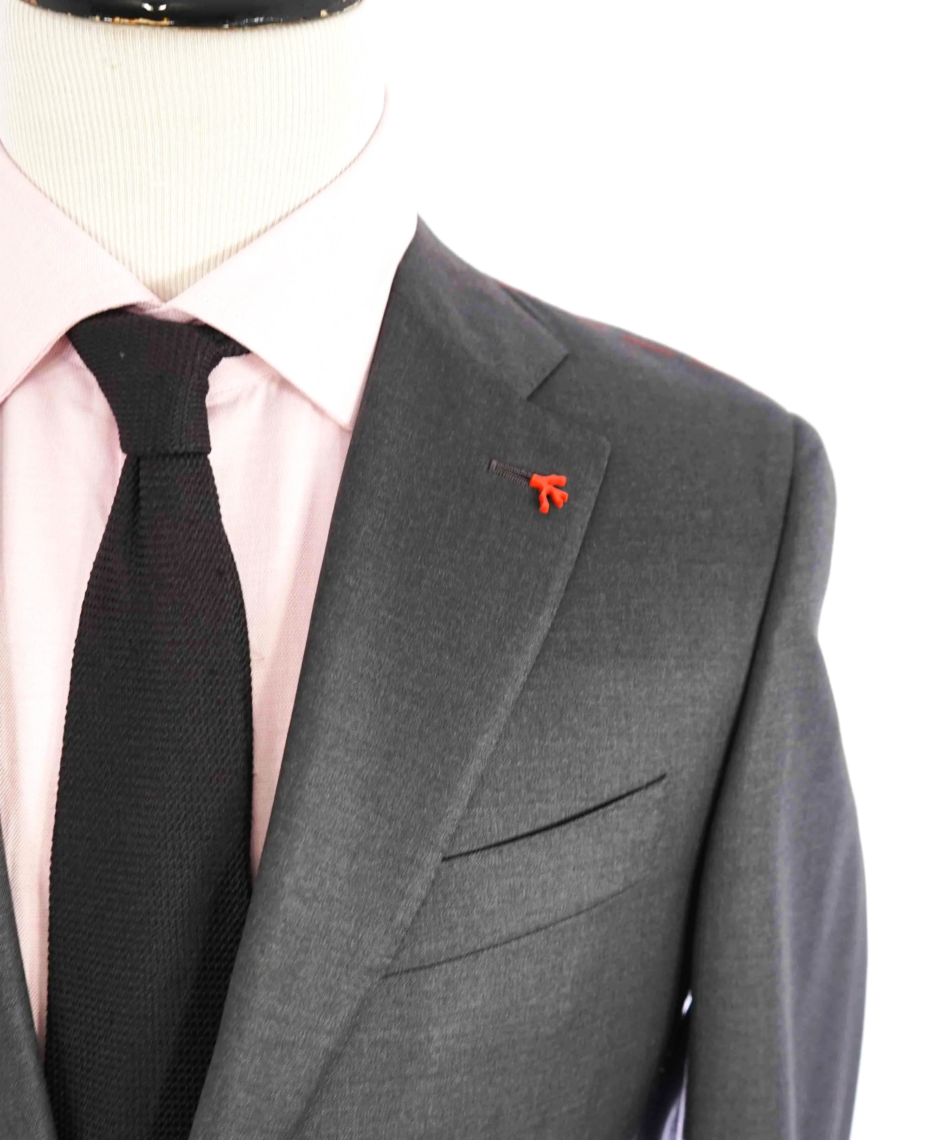 $3,750 ISAIA - Gray "AQUASPIDER" *CLOSET STAPLE* Coral Pin Suit - 38S