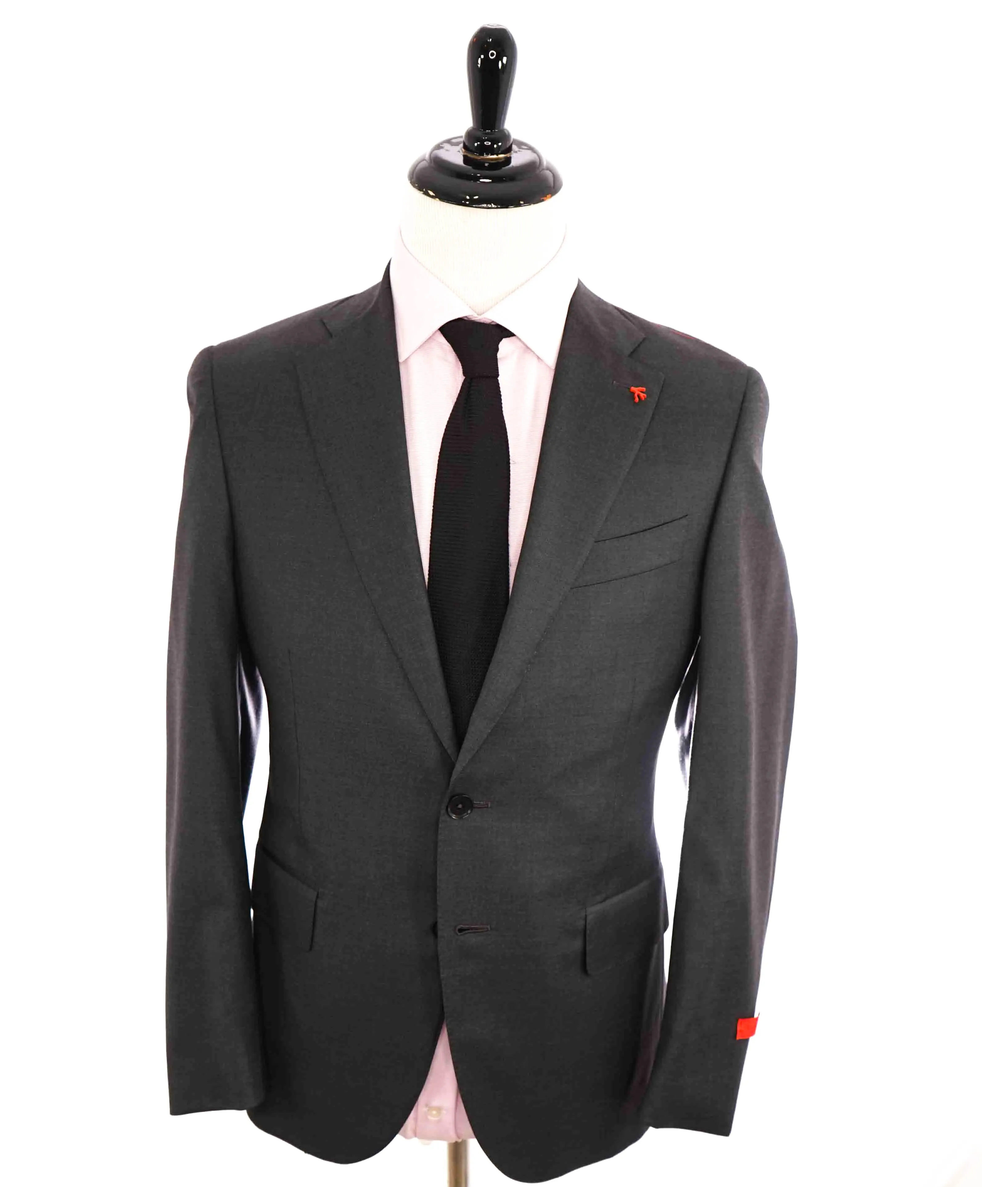 $3,750 ISAIA - Gray "AQUASPIDER" *CLOSET STAPLE* Coral Pin Suit - 38S