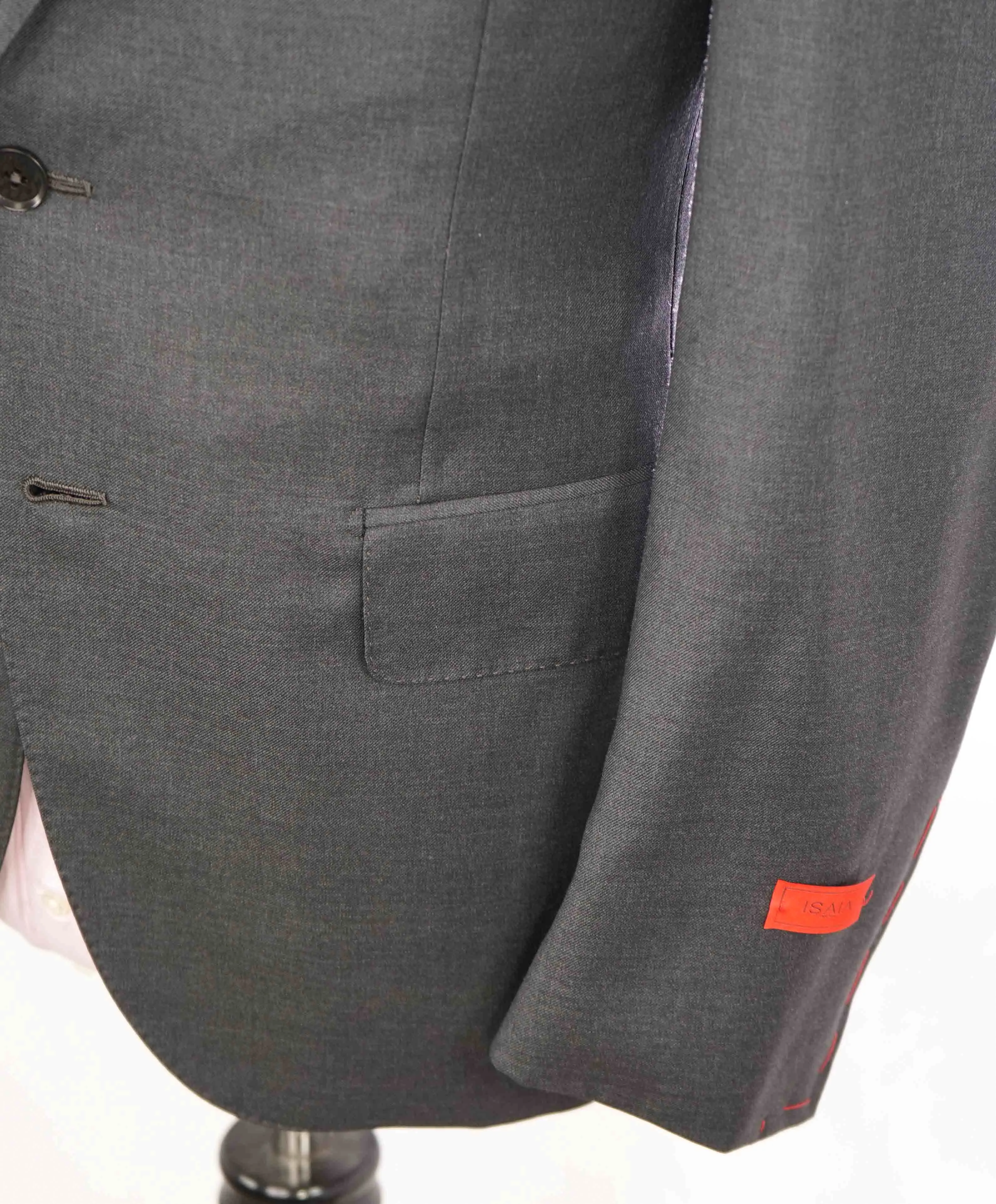 $3,750 ISAIA - Gray "AQUASPIDER" *CLOSET STAPLE* Coral Pin Suit - 38S