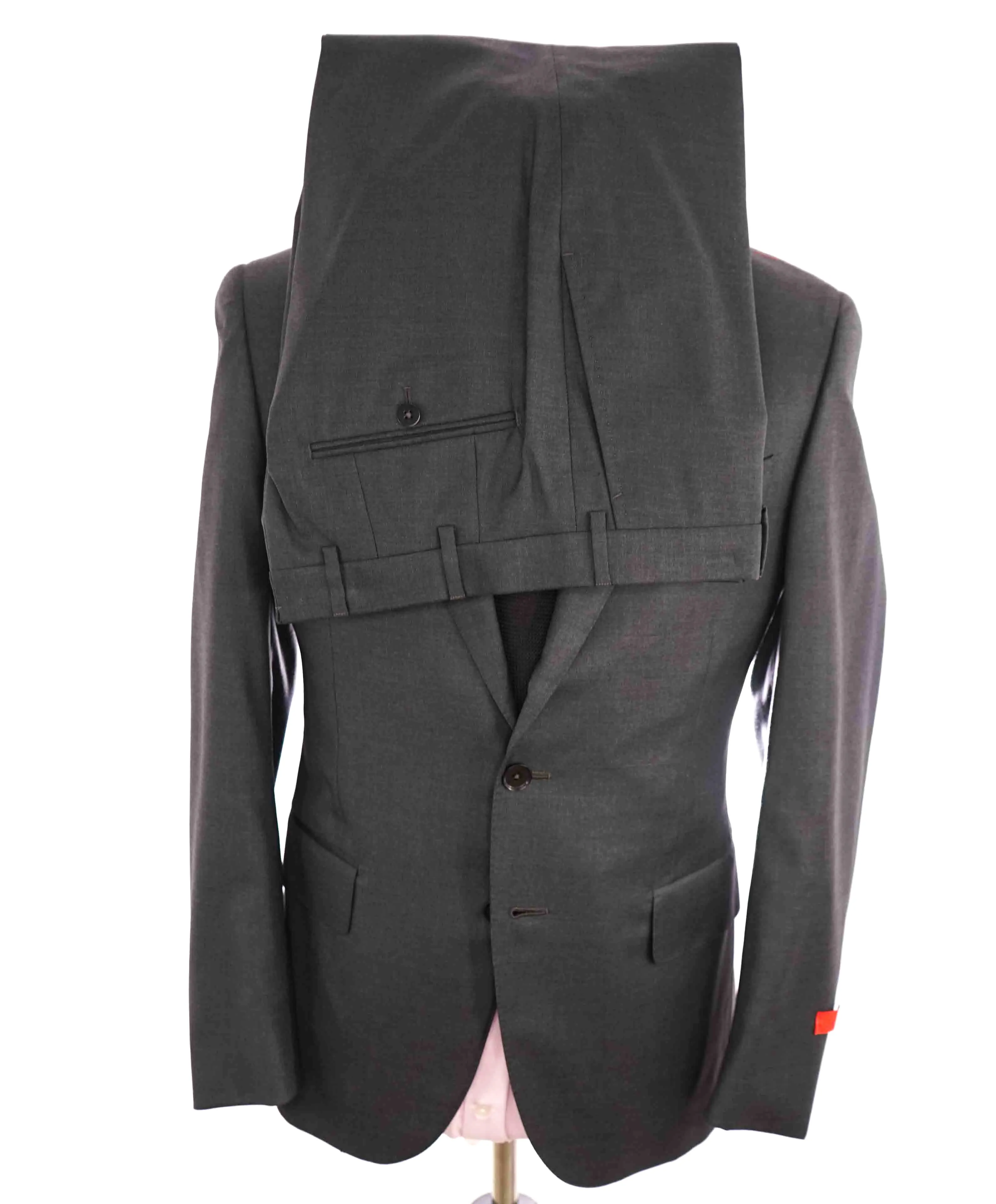 $3,750 ISAIA - Gray "AQUASPIDER" *CLOSET STAPLE* Coral Pin Suit - 38S
