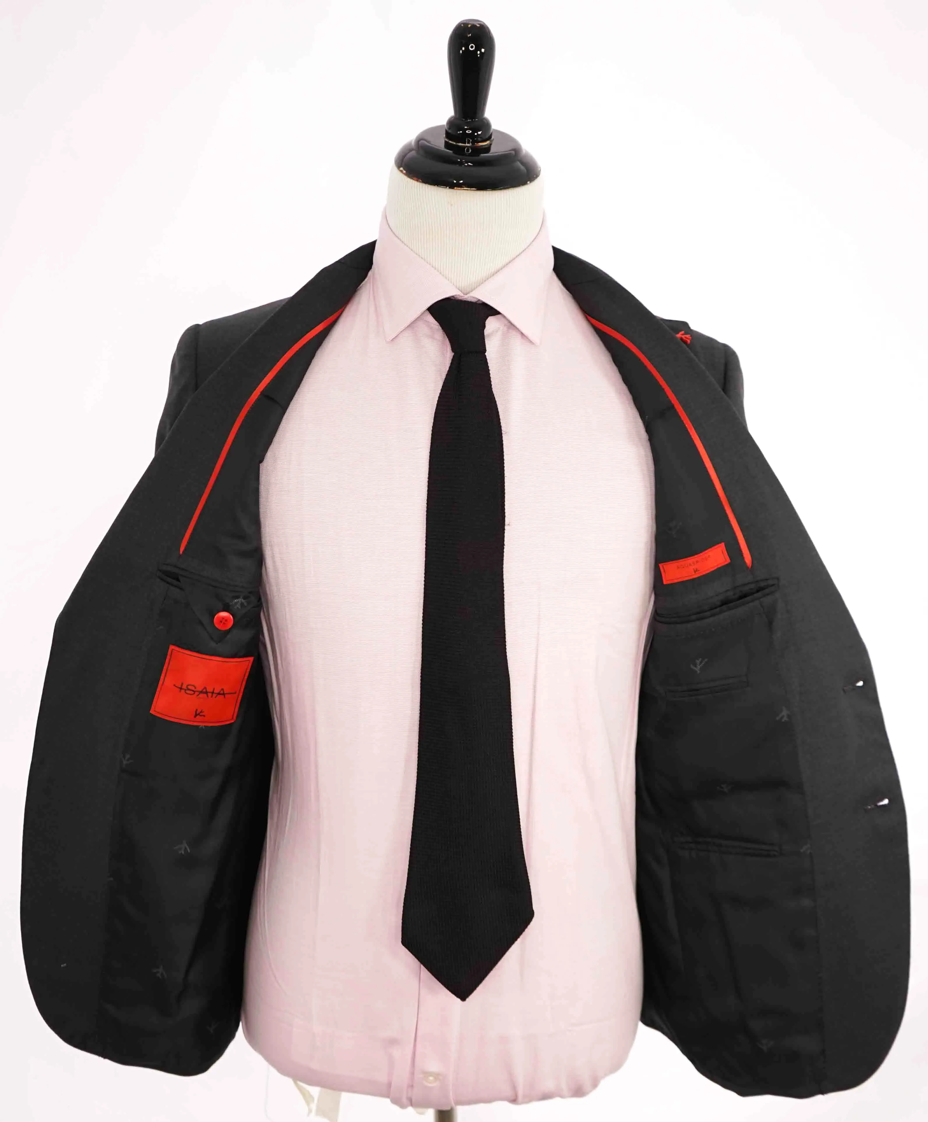 $3,750 ISAIA - Gray "AQUASPIDER" *CLOSET STAPLE* Coral Pin Suit - 38S