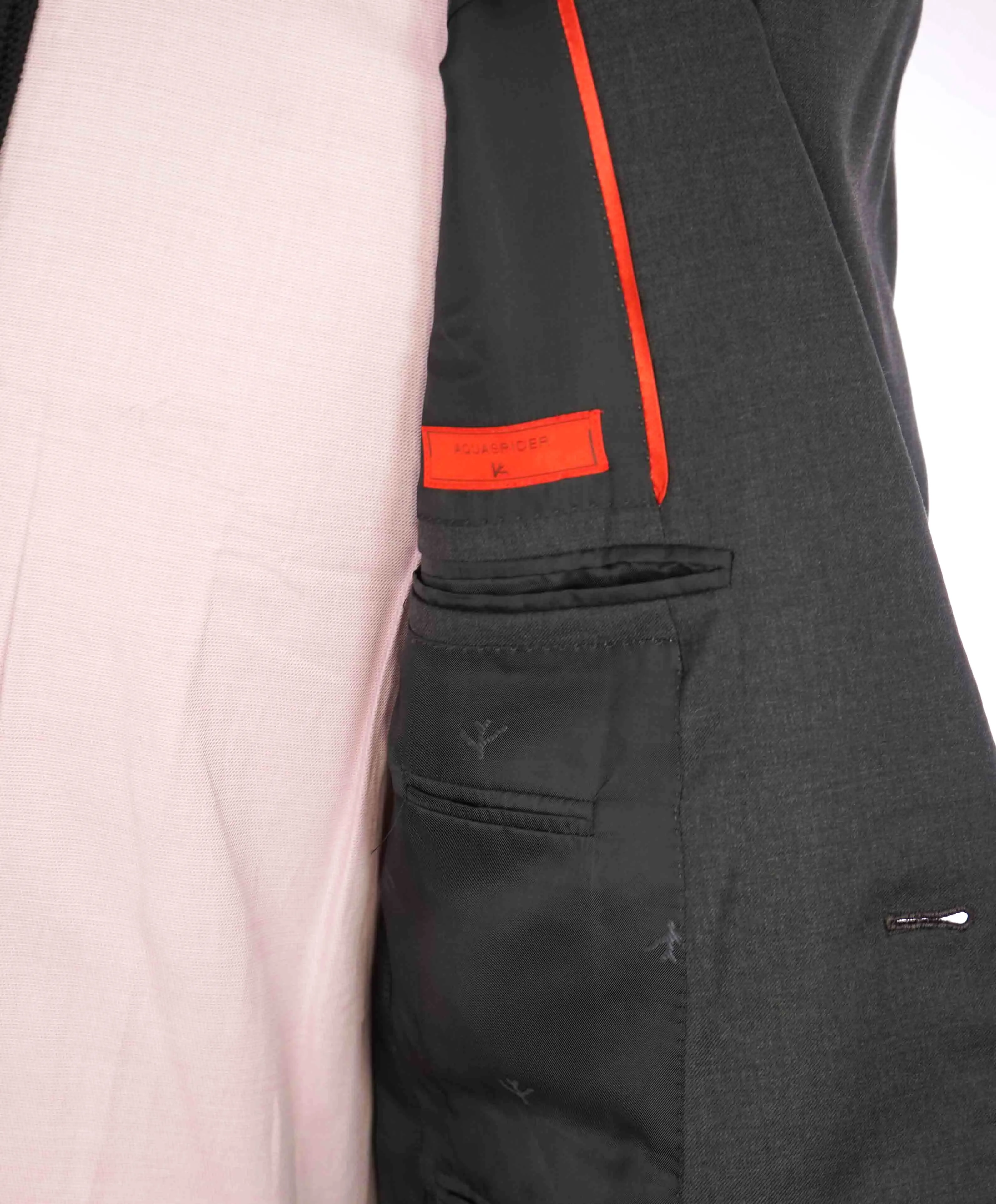 $3,750 ISAIA - Gray "AQUASPIDER" *CLOSET STAPLE* Coral Pin Suit - 42S