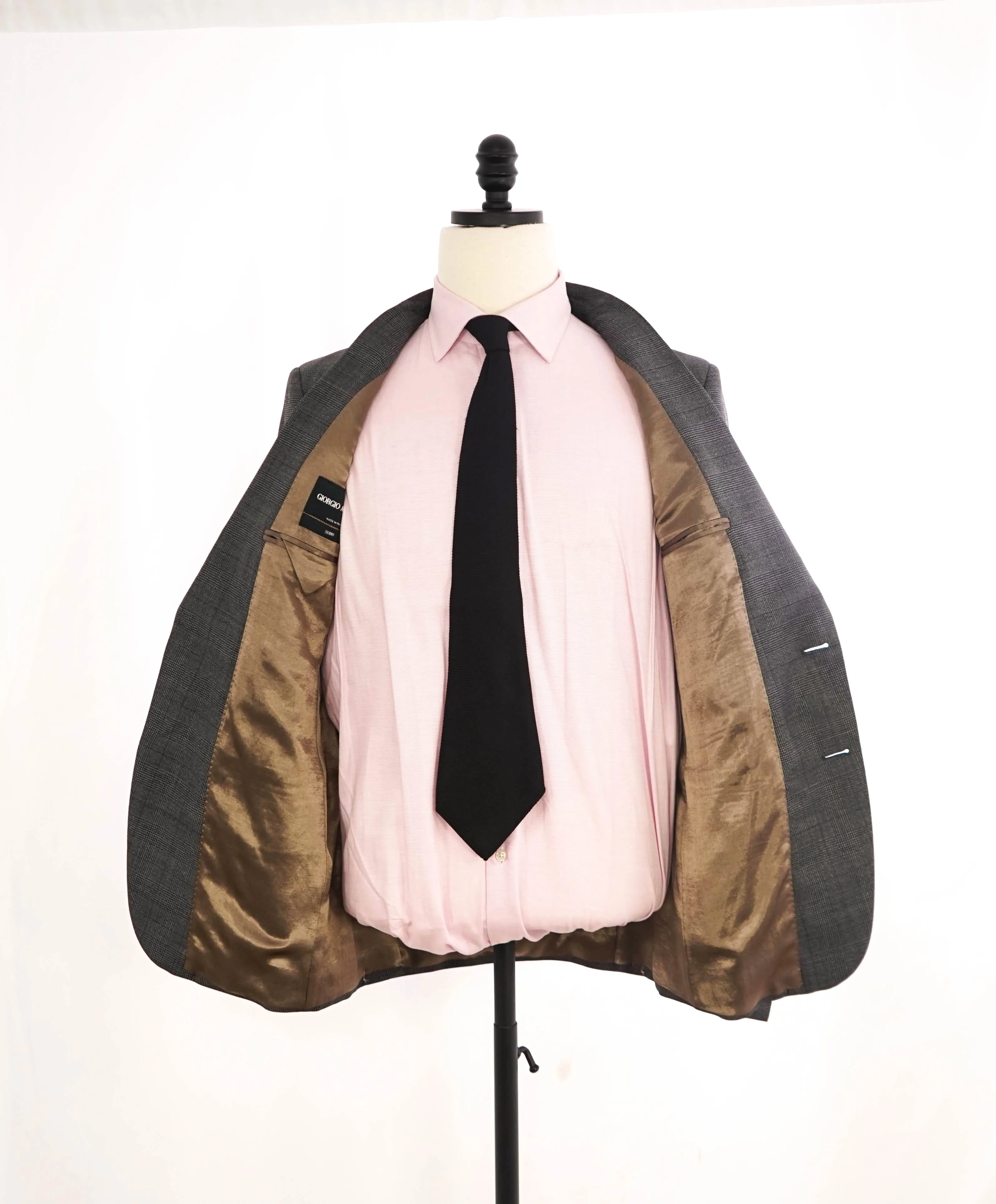 $3,795 GIORGIO ARMANI - "SOHO" Gray Check Peak Lapel Suit - 38R