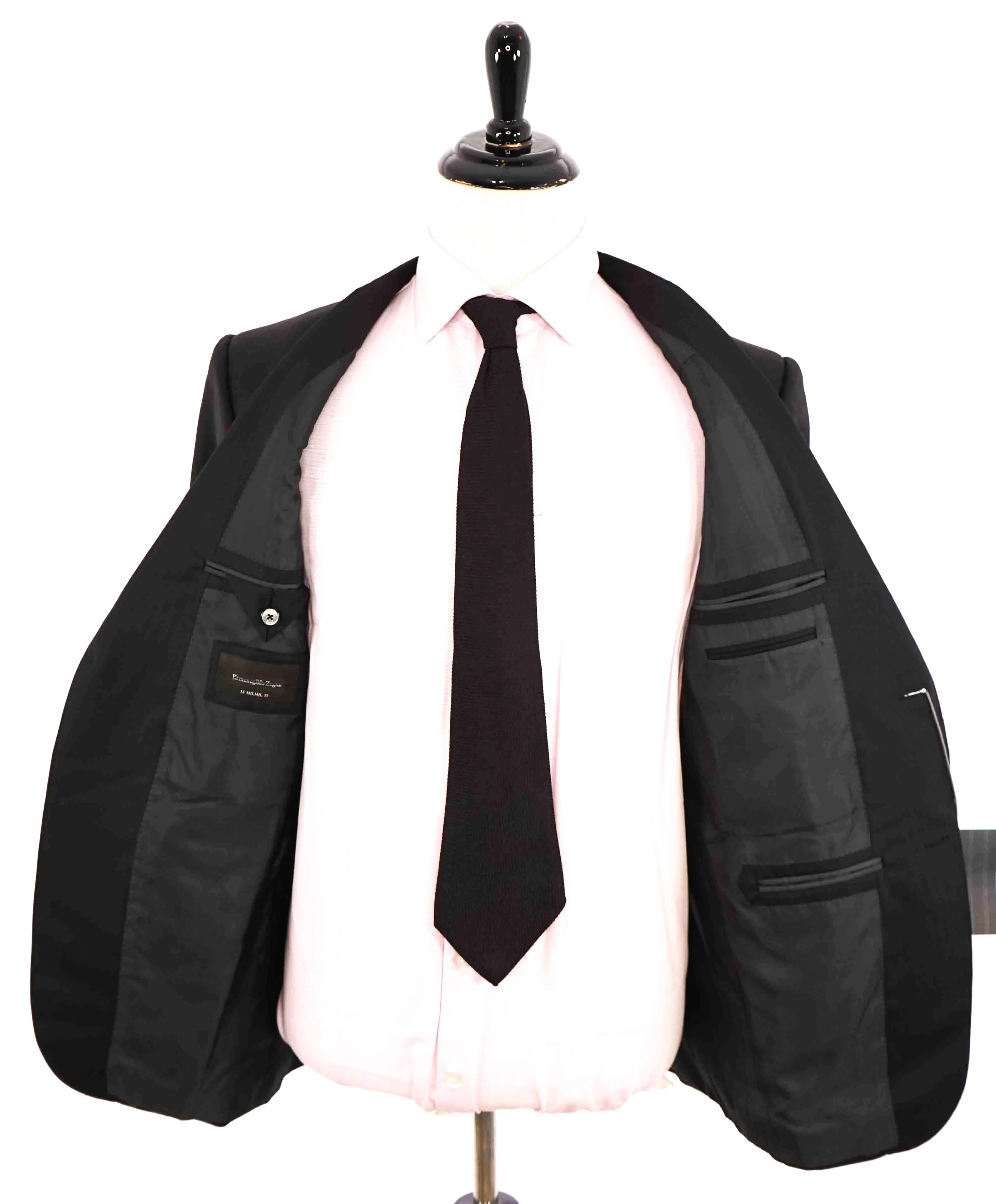 $3,990 ERMENEGILDO ZEGNA - "15 MILMIL 15" Black Textured Premium Suit - 42R