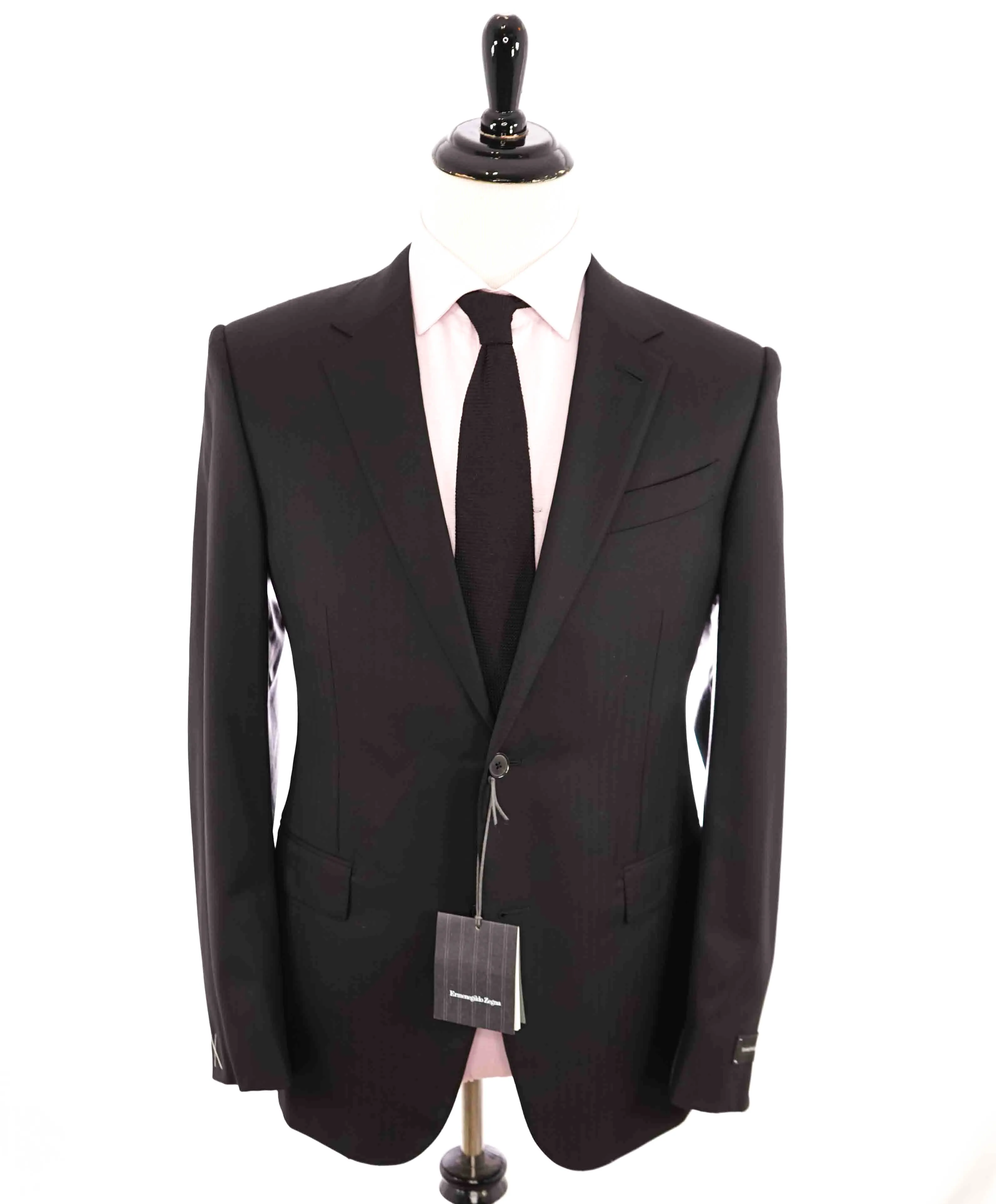 $3,990 ERMENEGILDO ZEGNA - "15 MILMIL 15" Black Textured Premium Suit - 42R