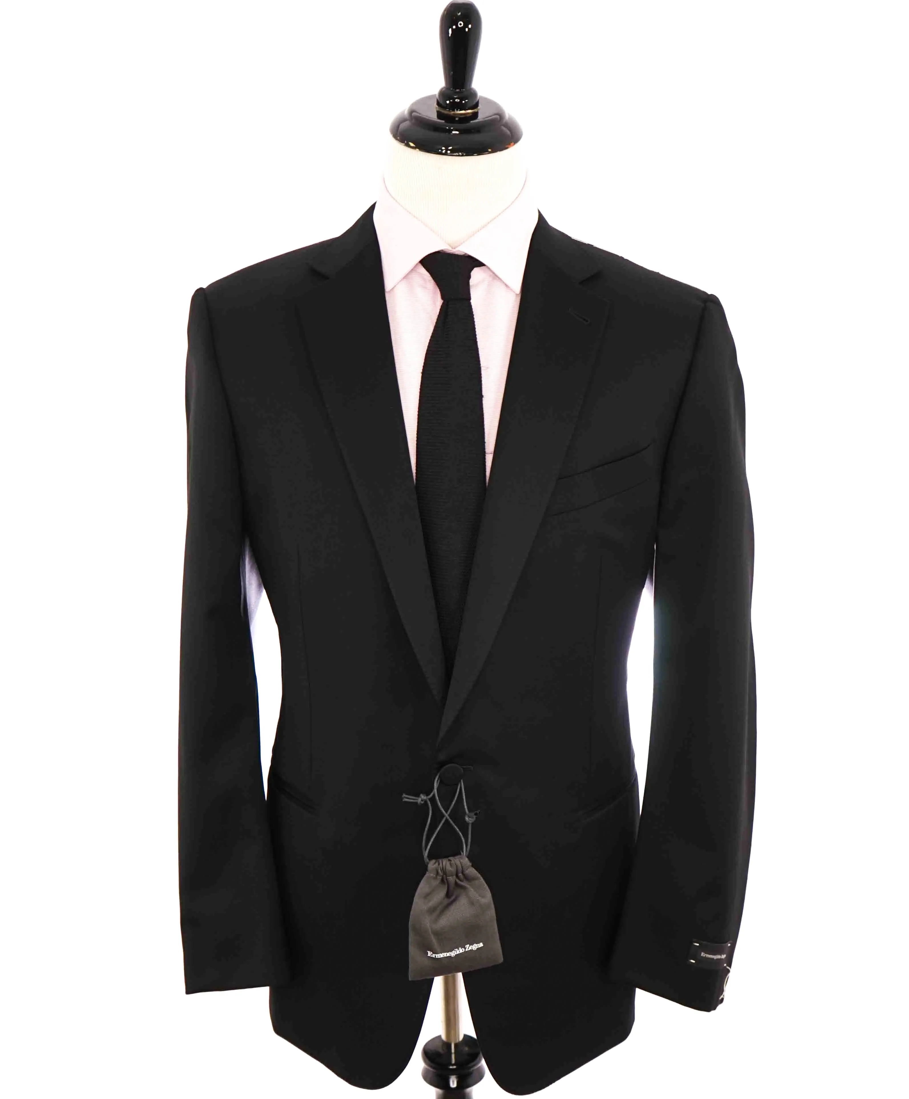 $3,995 ERMENEGILDO ZEGNA-"MULTISEASON" Notch Lapel Black Tuxedo- 44R