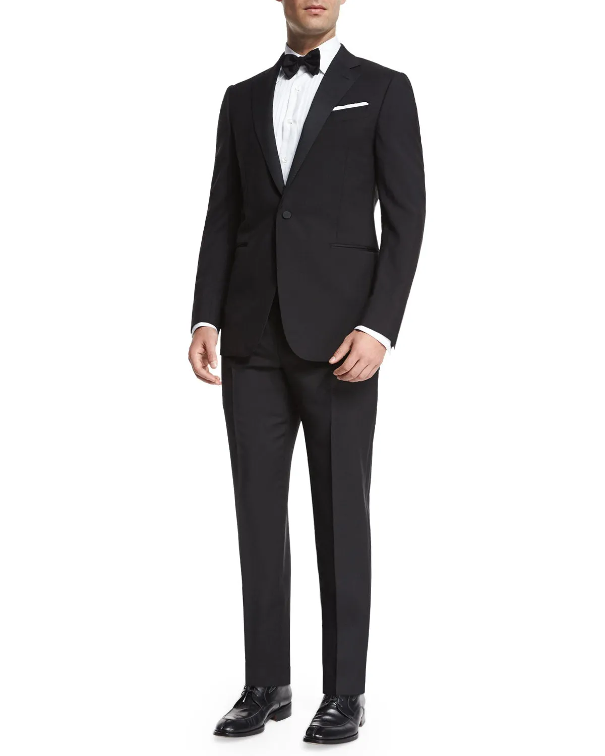 $3,995 ERMENEGILDO ZEGNA-"MULTISEASON" Notch Lapel Black Tuxedo- 44R