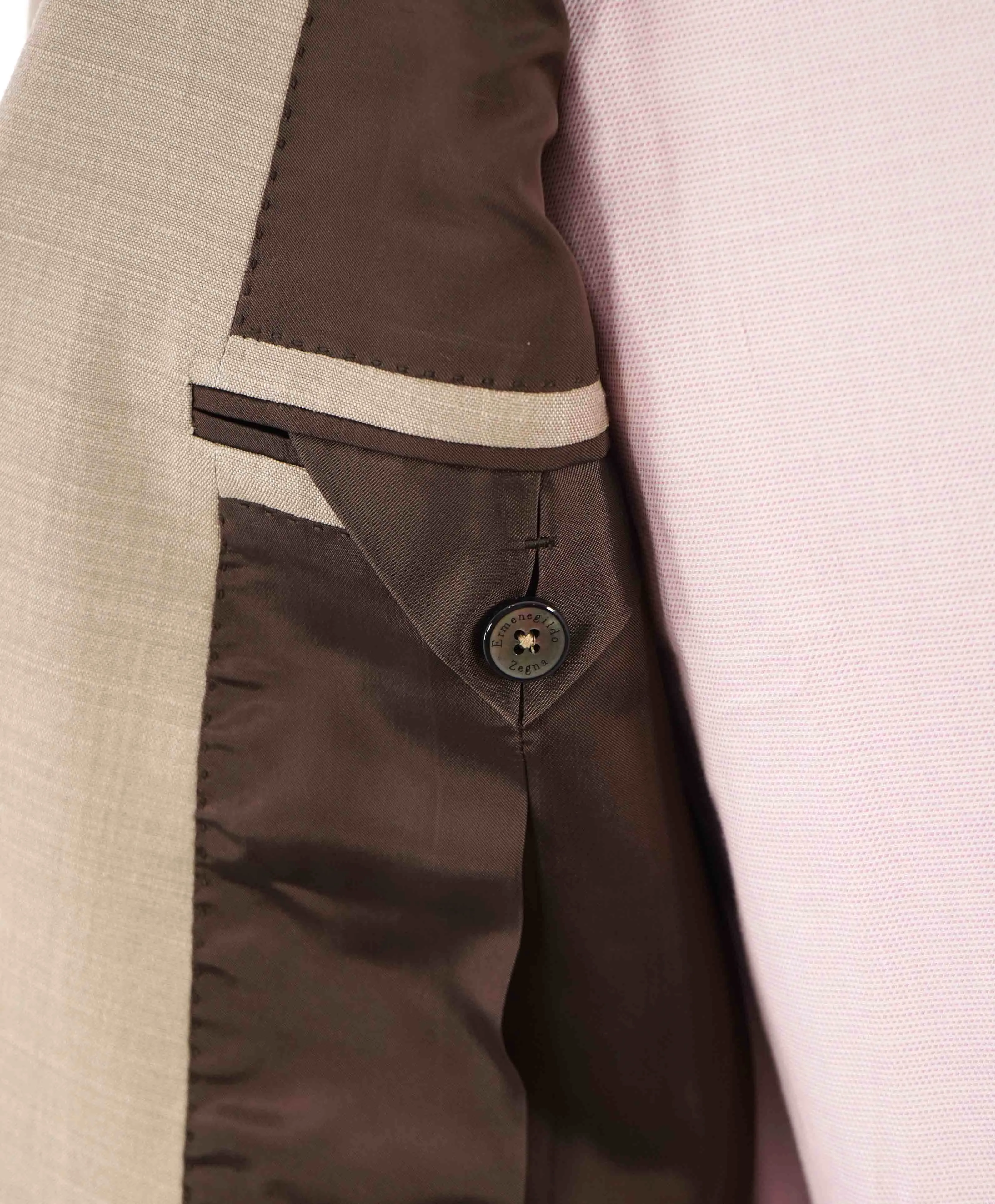 $3,995 ERMENEGILDO ZEGNA -“SILK / WOOL" Neutral Beige Suit - 38R