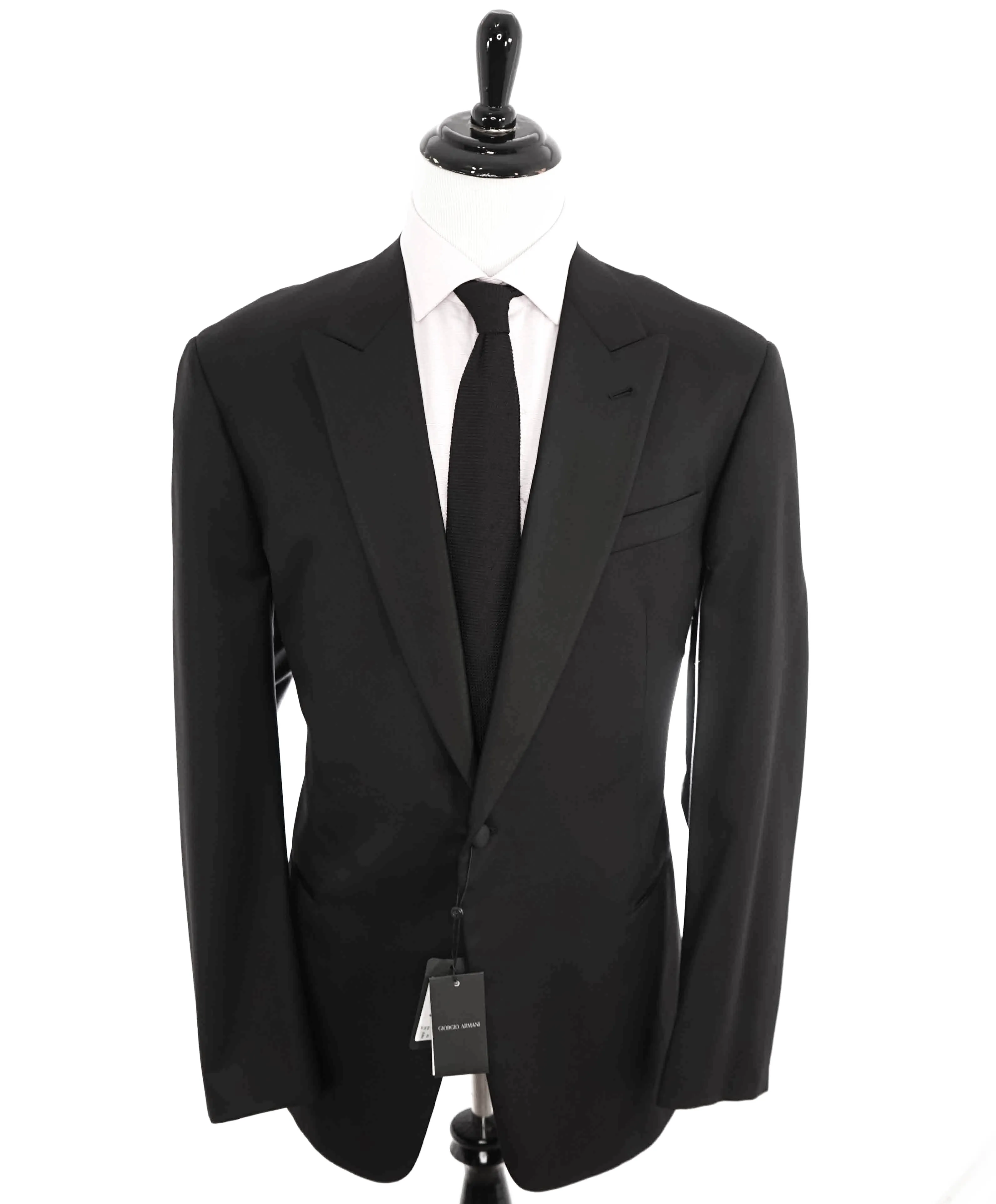 $3,995 GIORGIO ARMANI - "SOFT" Black SILK LINED 160's Peak Lapel Tuxedo - 48R