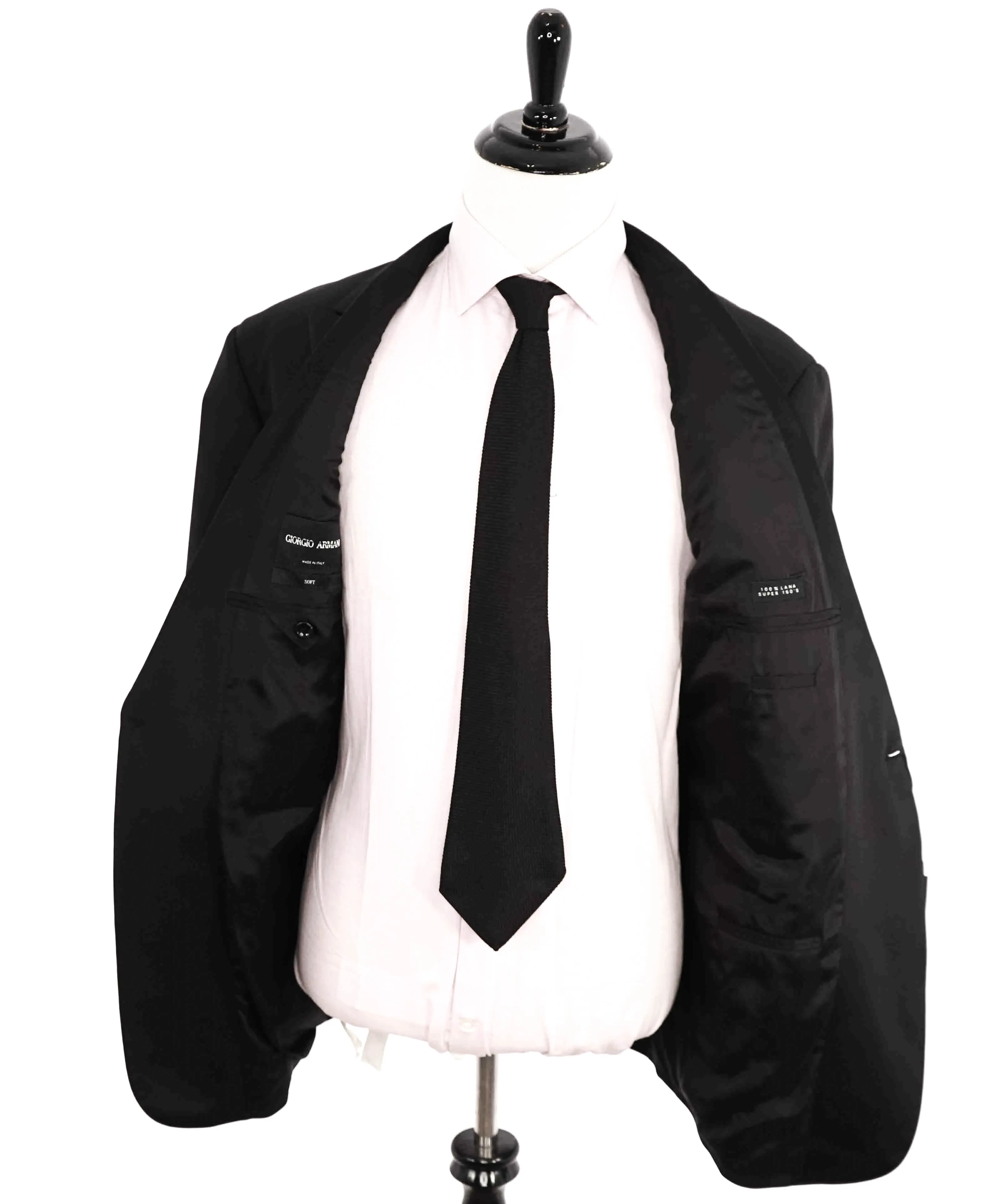 $3,995 GIORGIO ARMANI - "SOFT" Black SILK LINED 160's Peak Lapel Tuxedo - 48R