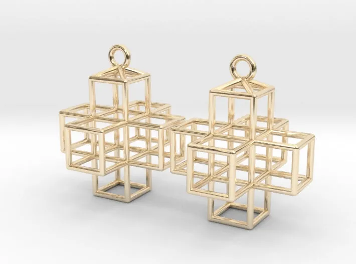 3D Plus Earrings (Metal)