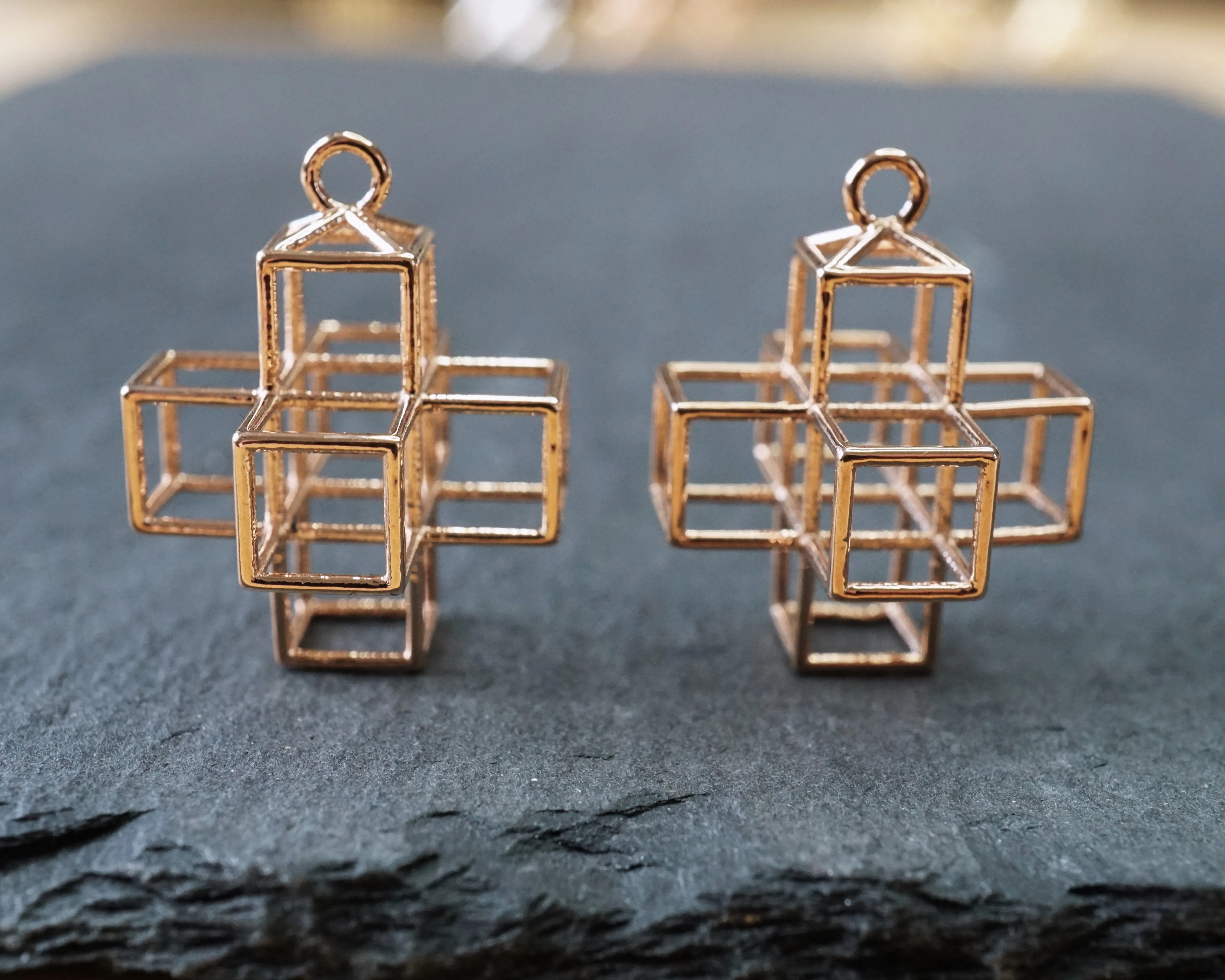 3D Plus Earrings (Metal)