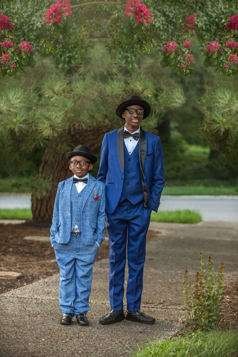 4-Piece Classic Blue Shawl Lapel Suit