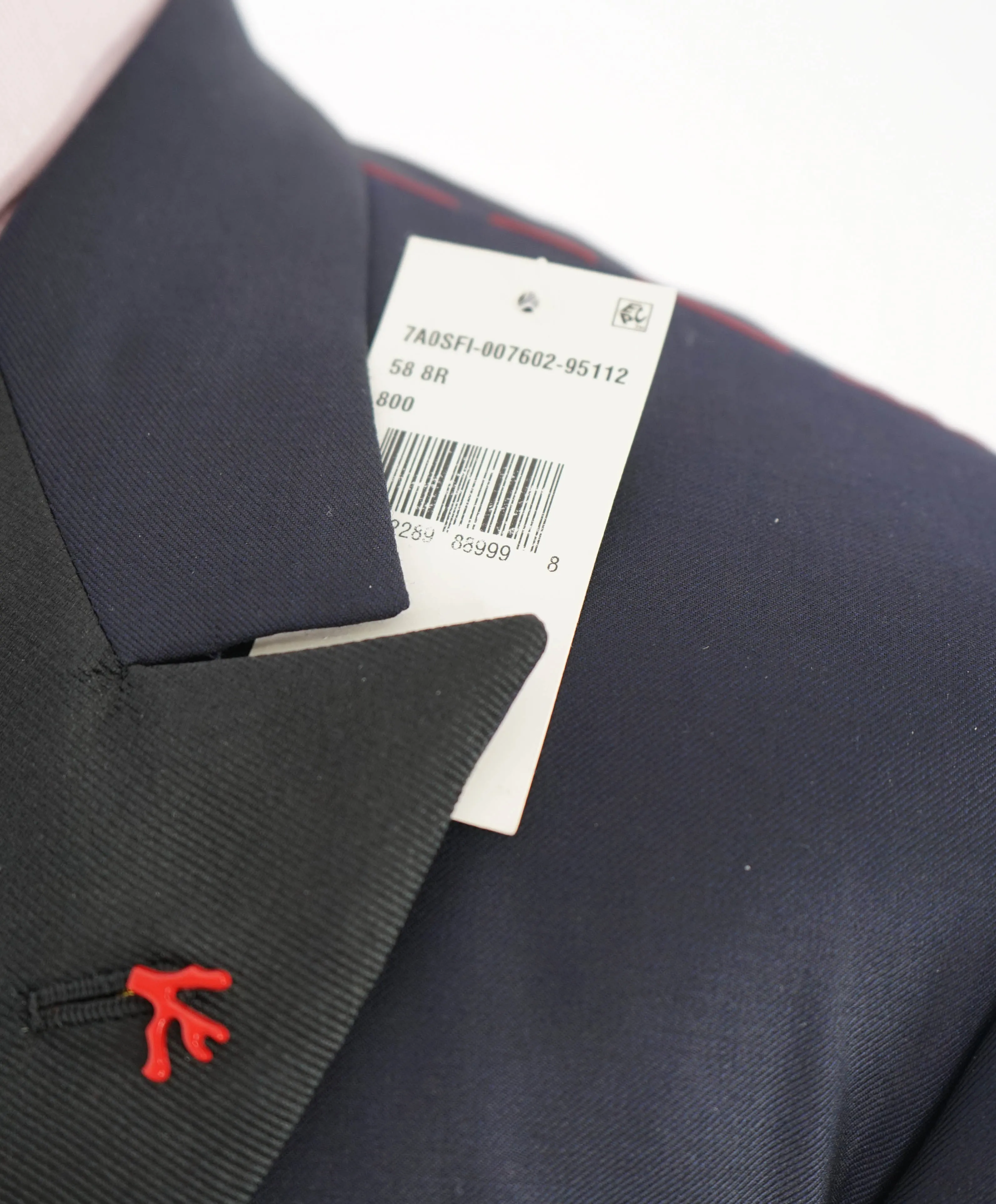 $4,595 ISAIA - "AQUASPIDER" Satin PEAK LAPEL Navy Blue Wool Tuxedo - 48R