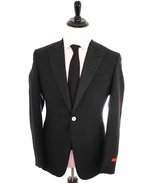 $5,995 ISAIA - "BARATHEA" Wool/Mohair PAISLEY PEAK LAPEL Black Tuxedo - 40R