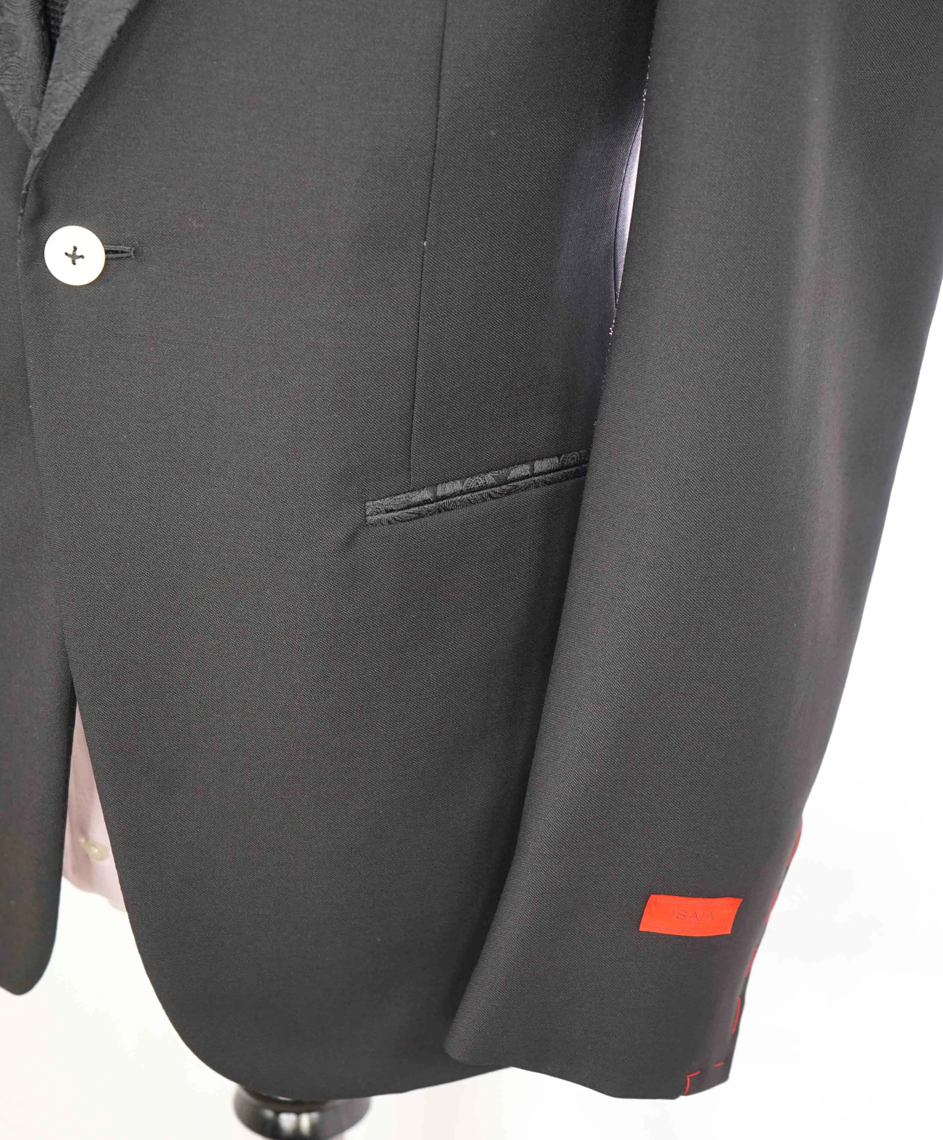 $5,995 ISAIA - "BARATHEA" Wool/Mohair PAISLEY PEAK LAPEL Black Tuxedo - 40R