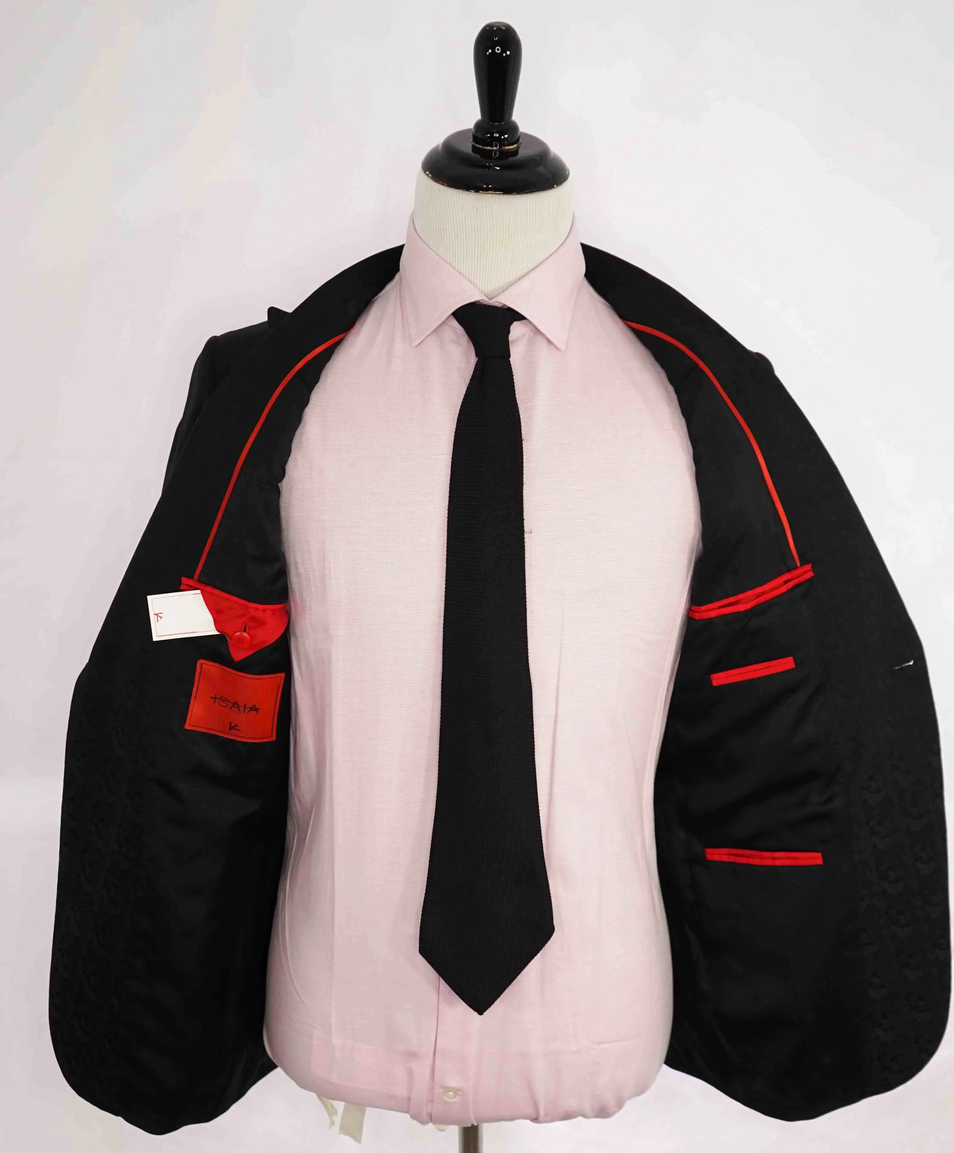 $5,995 ISAIA - "BARATHEA" Wool/Mohair PAISLEY PEAK LAPEL Black Tuxedo - 40R
