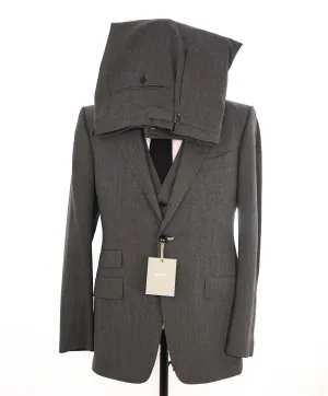 $6,990 TOM FORD - 3-Piece Gray PEAK LAPEL "FIT Y" Vested Side Tab Suit - 42R (52EU)