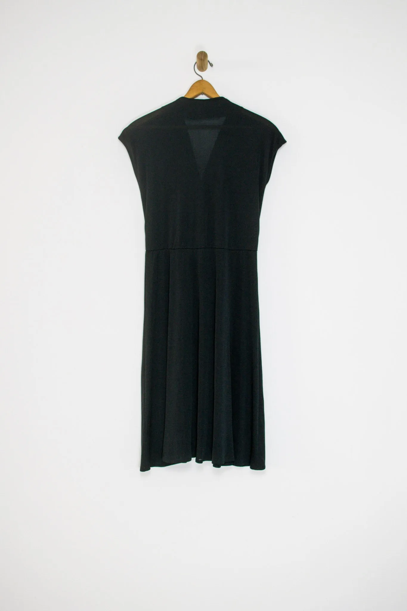70's/80's FAUX WRAP DRESS / LARGE