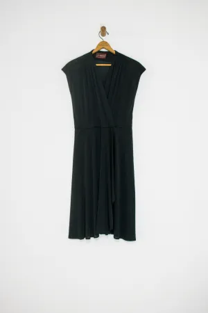 70's/80's FAUX WRAP DRESS / LARGE