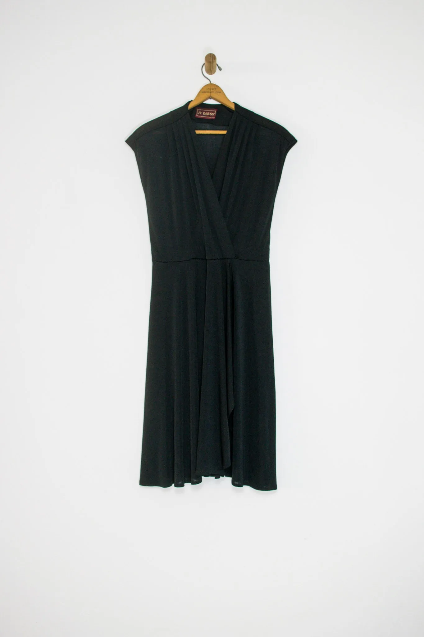 70's/80's FAUX WRAP DRESS / LARGE