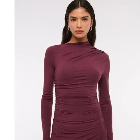 Abercrombie Long-Sleeve Draped Knit Maxi Dress size S Tall NWT