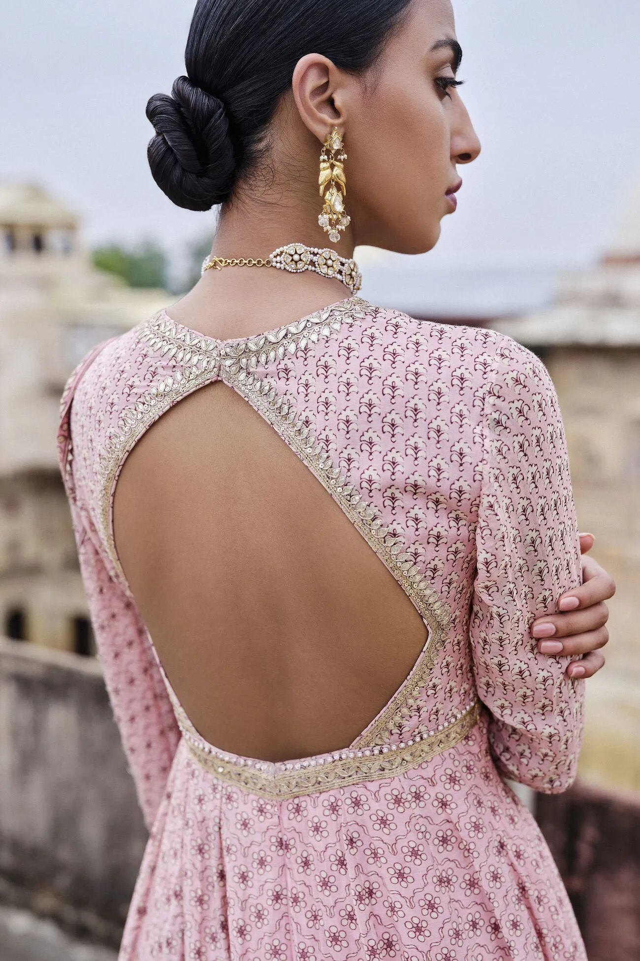 Alara Gota Patti Mul Anarkali Set - Blush