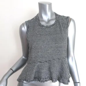 A.L.C Ruffled Tank Top Braxton Black/White Striped Linen Size Medium