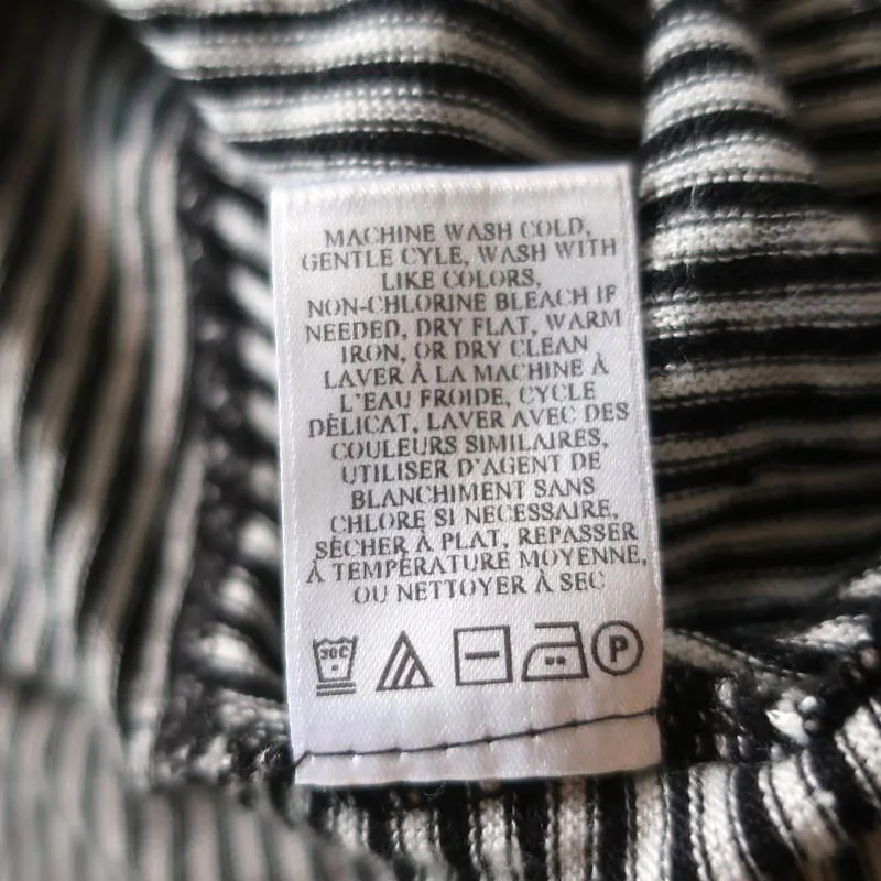 A.L.C Ruffled Tank Top Braxton Black/White Striped Linen Size Medium