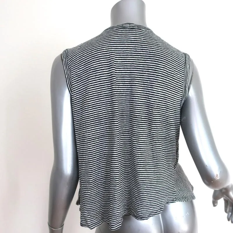 A.L.C Ruffled Tank Top Braxton Black/White Striped Linen Size Medium