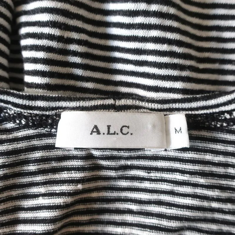 A.L.C Ruffled Tank Top Braxton Black/White Striped Linen Size Medium
