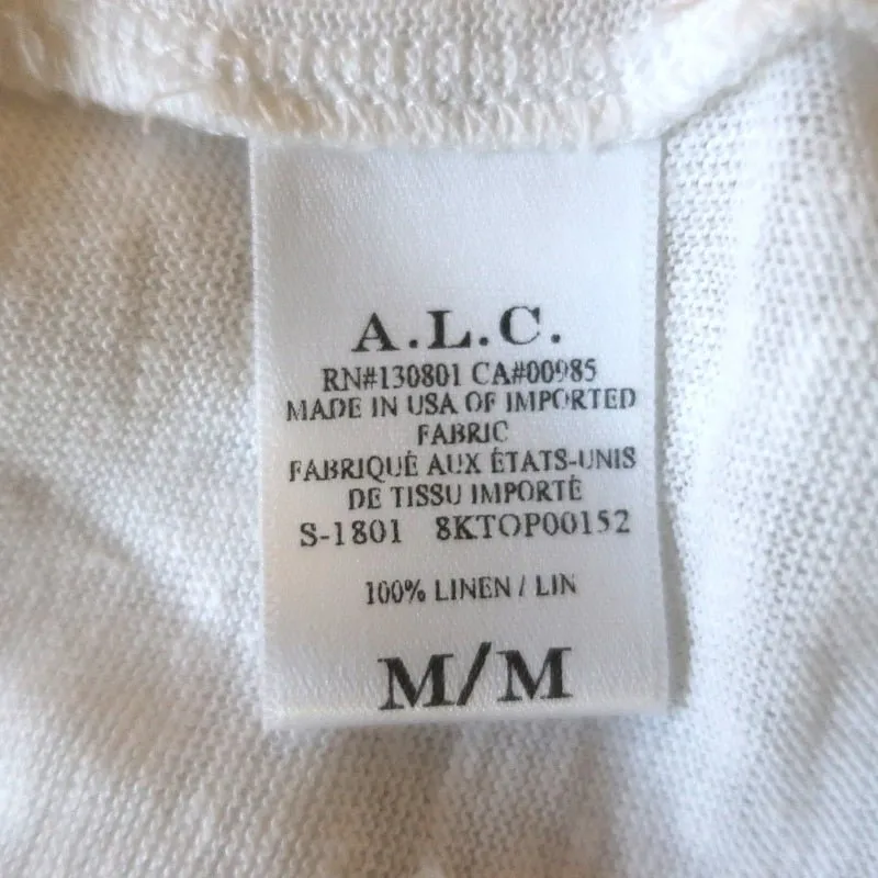 A.L.C. Ruffled Tee Lilo White Linen Jersey Size Medium Short Sleeve Top
