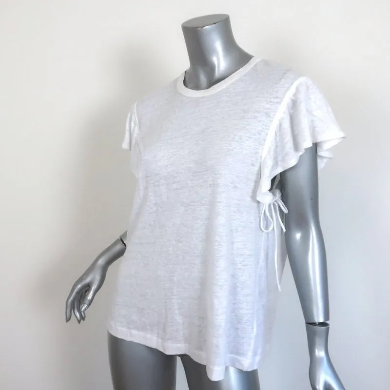 A.L.C. Ruffled Tee Lilo White Linen Jersey Size Medium Short Sleeve Top