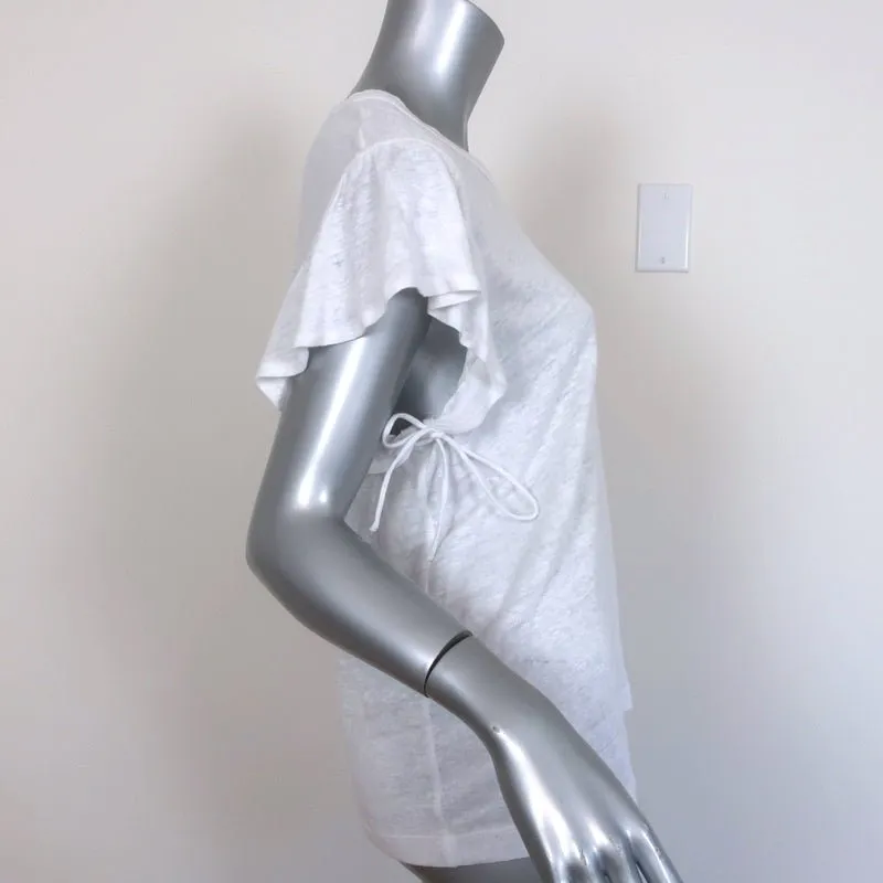 A.L.C. Ruffled Tee Lilo White Linen Jersey Size Medium Short Sleeve Top