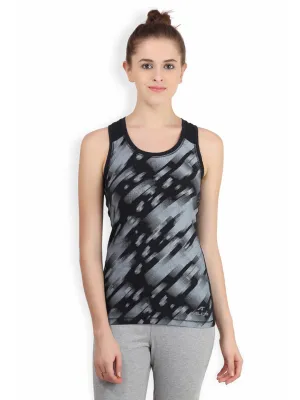 Alcis Women Charcoal Grey Printed Tank Top