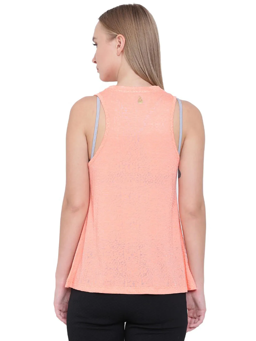 Alcis Women Peach-Coloured Printed Tank Top