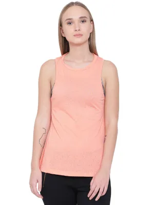 Alcis Women Peach-Coloured Printed Tank Top