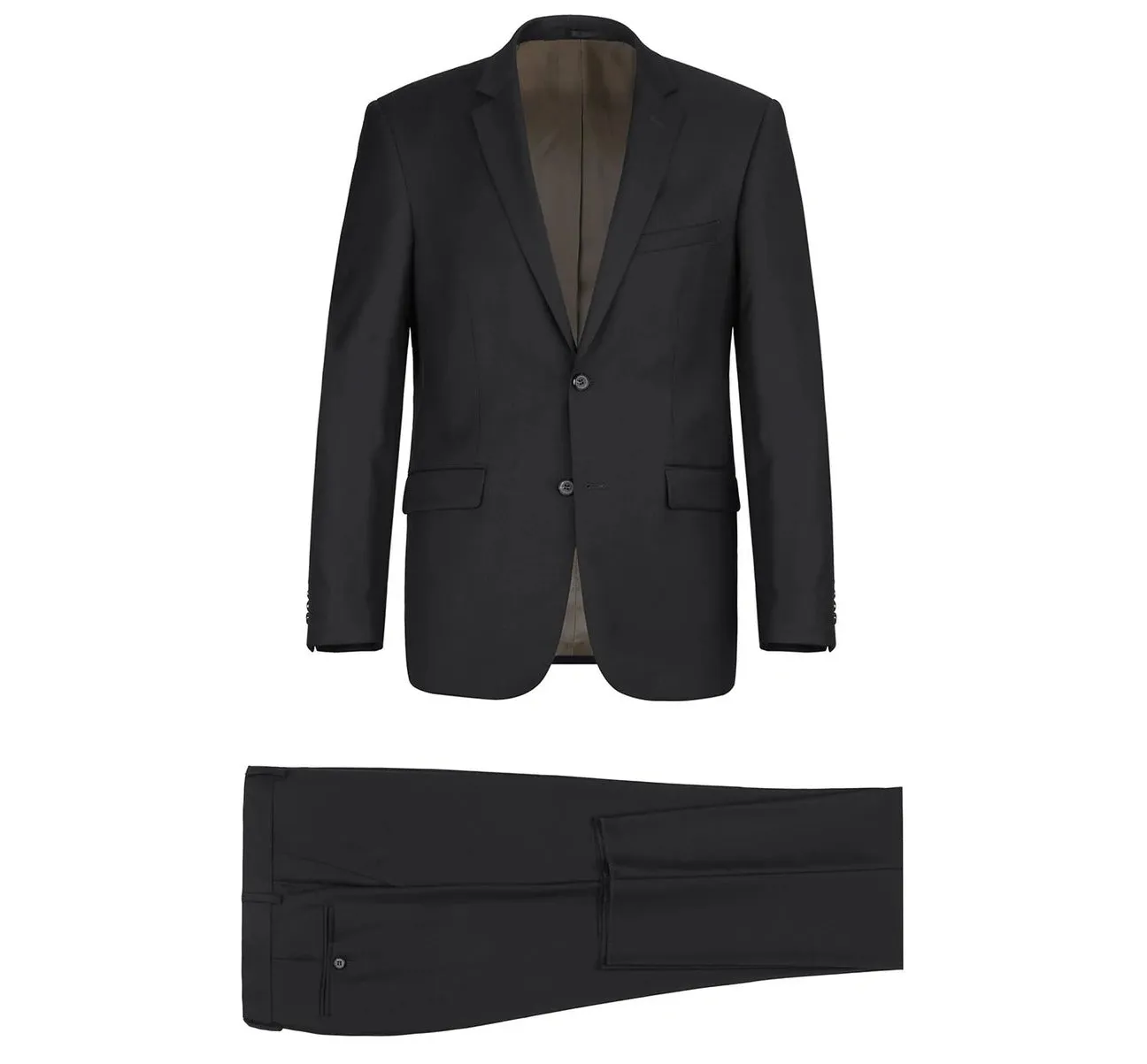 Alessandro Vitello by Renoir Black 2-Piece Slim Fit Notch Lapel Wool Suit 508-1